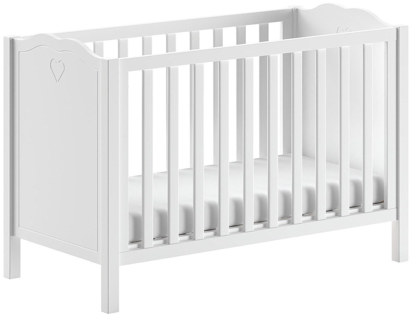 Vipack Complete babykamerset Amori 4-delig met hartornamenten, MDF/massief wit gelakt (4-delig)