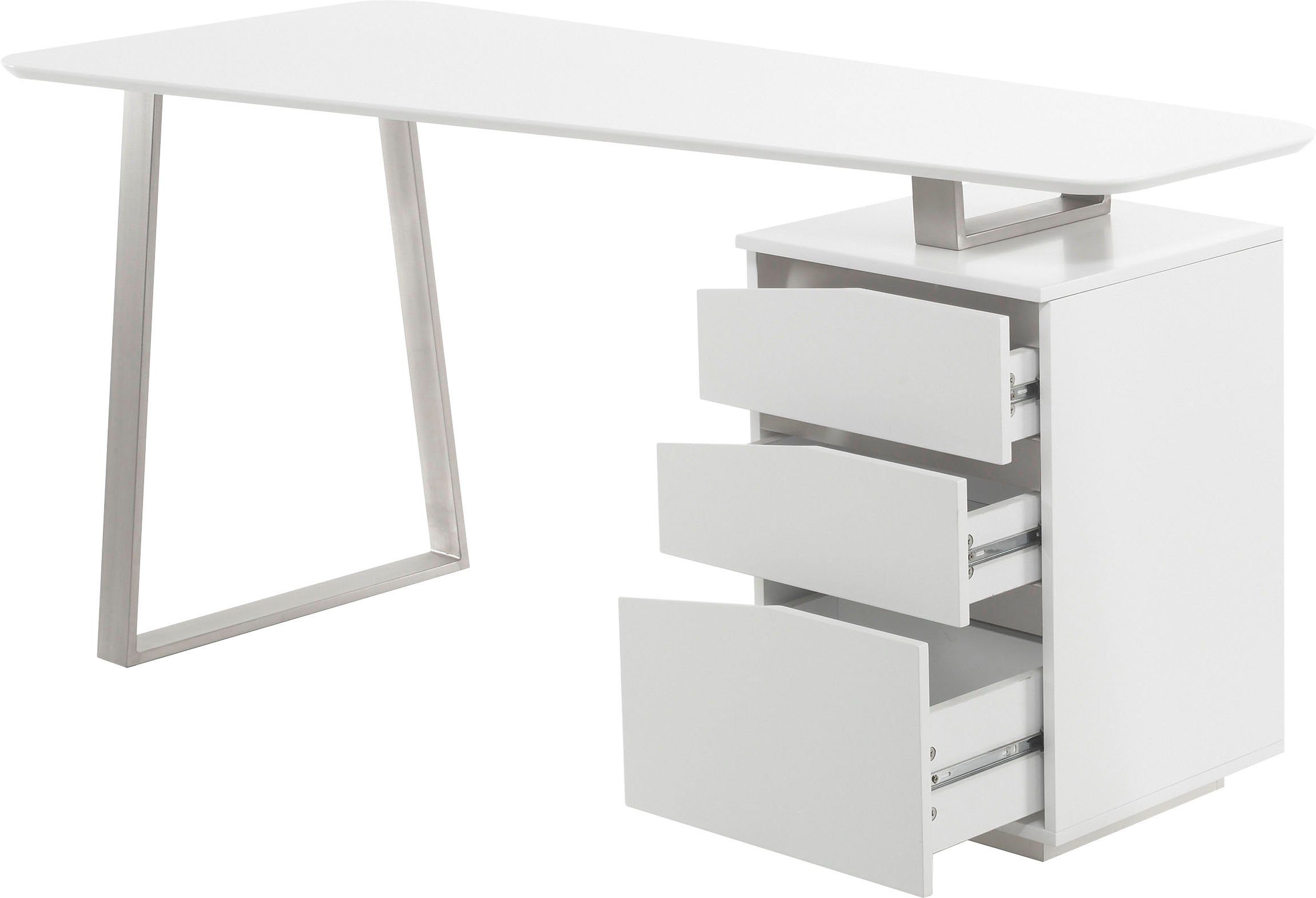 MCA furniture Bureau Tori matwit gelakt, met 3 laden, breedte 150 cm