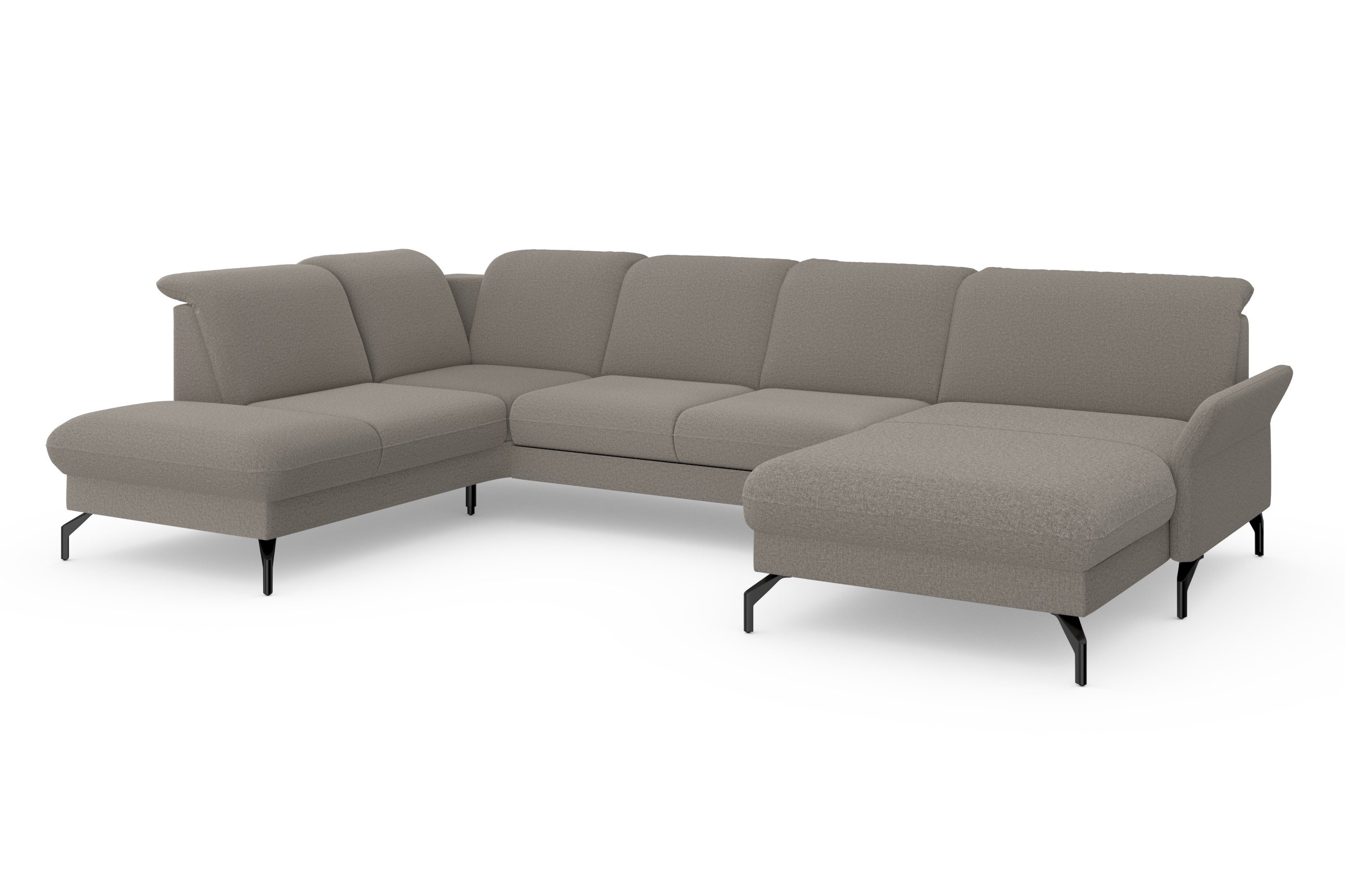 sit&more Zithoek Fashion U-vorm naar keuze met verstelbare hoofdsteun, uittrekzitting, motorisch, metalen poten