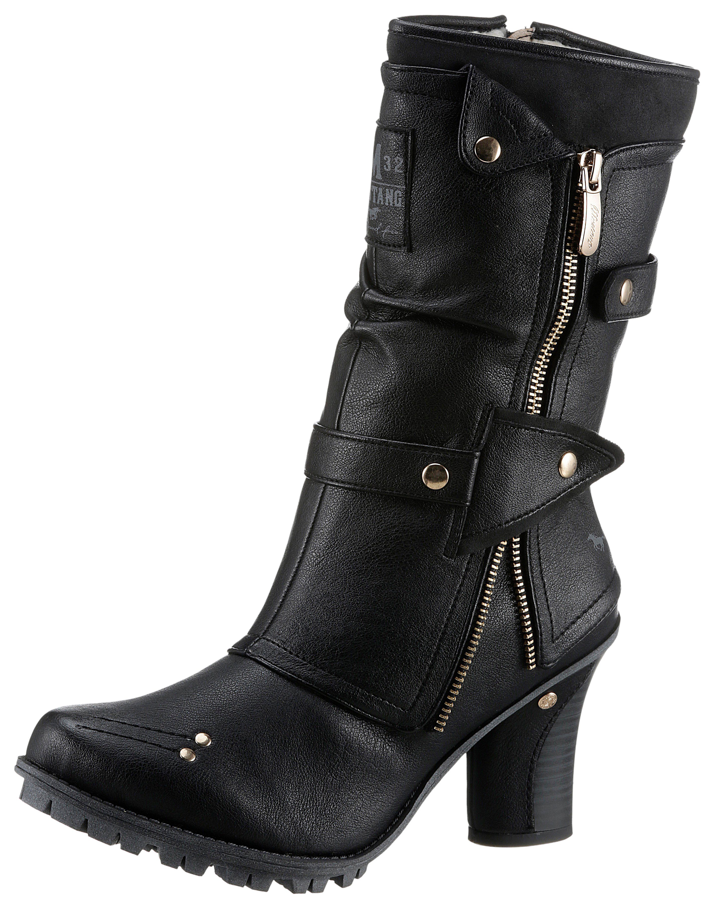 Mustang Shoes Winterlaarzen hakkenlaarzen, rits, met trendy details