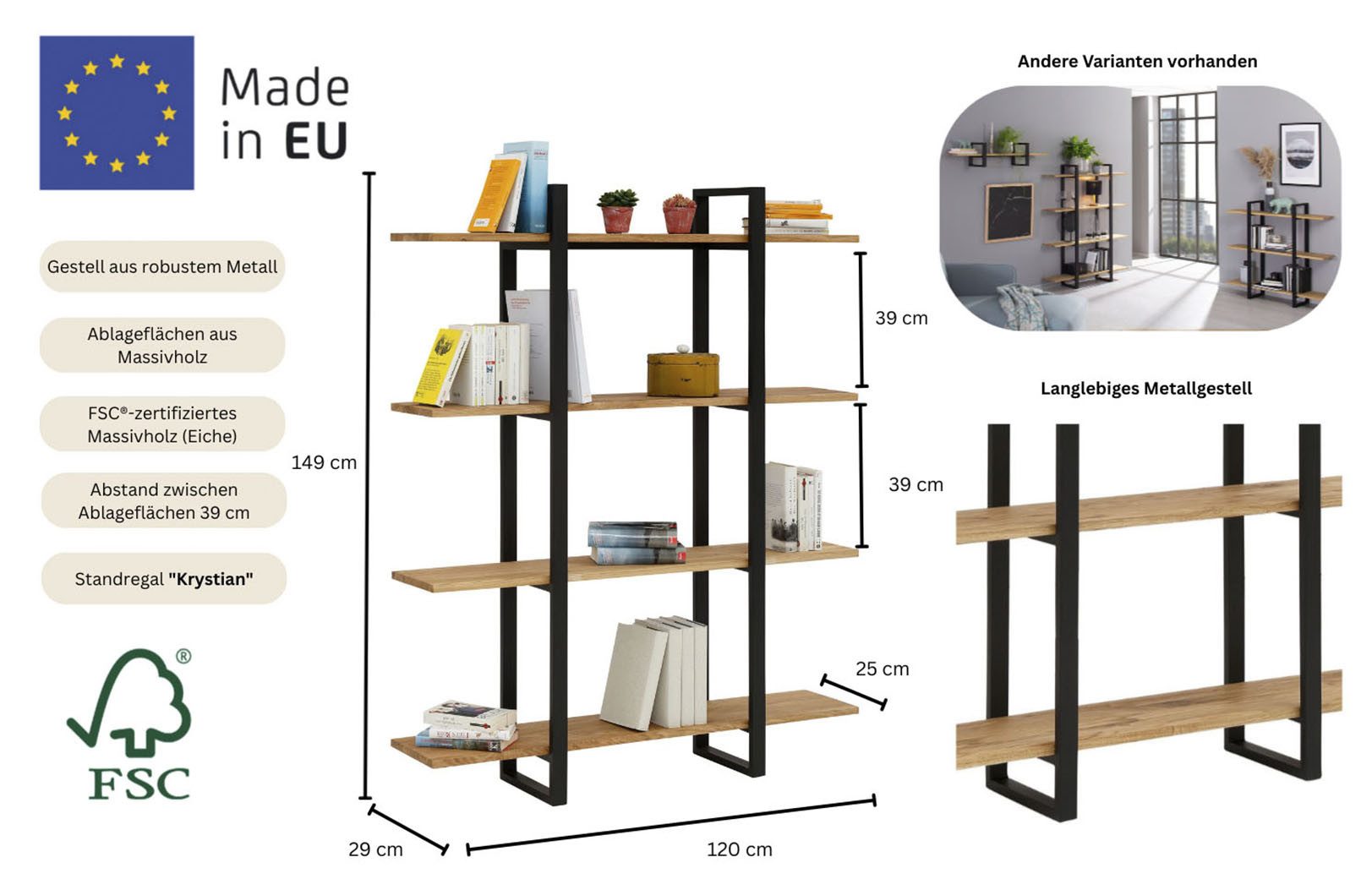 Home affaire Boekenkast Krystian rek