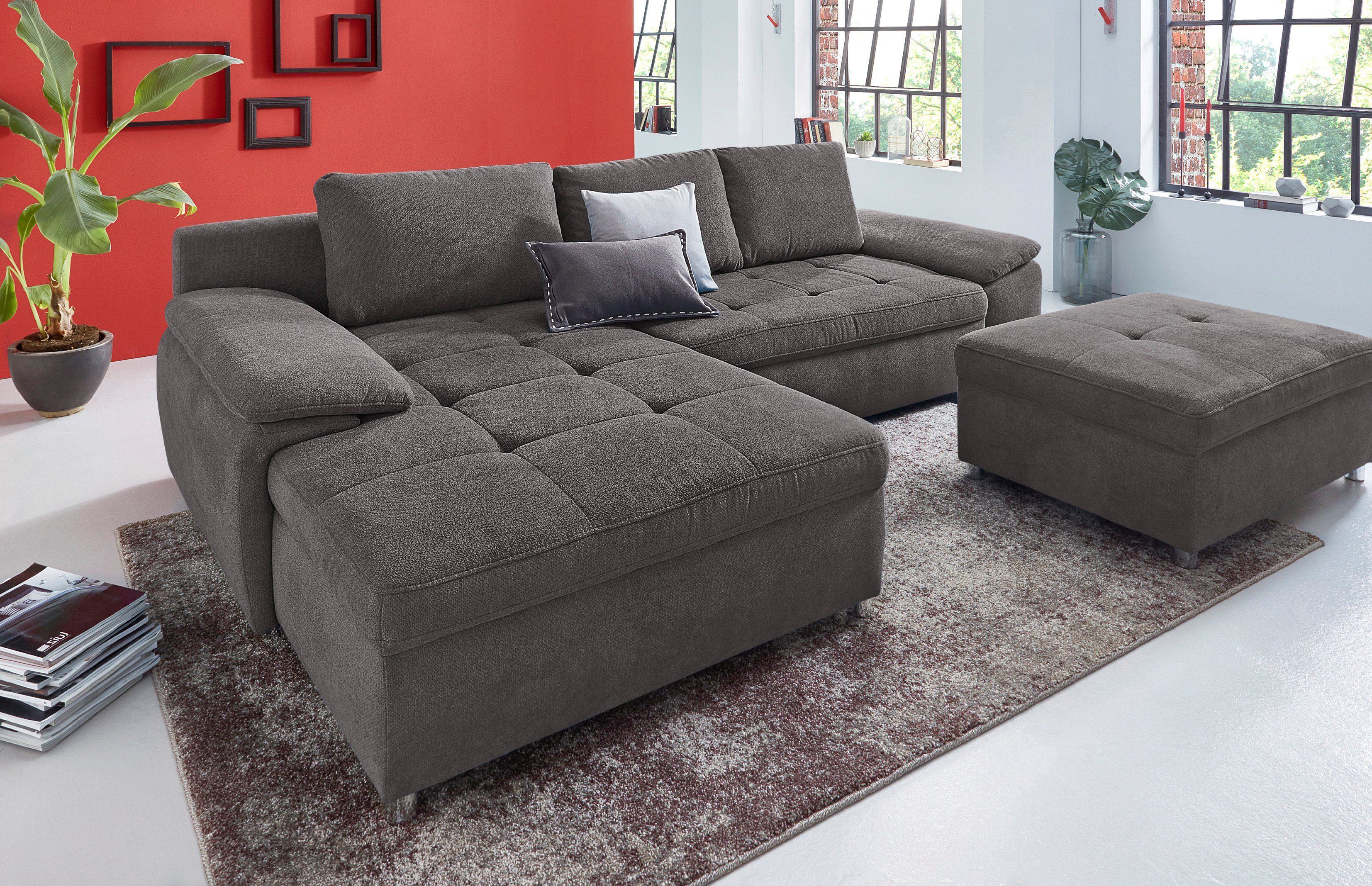 sit&more Hoekbank Labene L-vorm naar keuze met slaapfunctie en bedkist, ook als xxl-variant bruin, hoekbanken, Platweefsel, XL-met binnenvering,