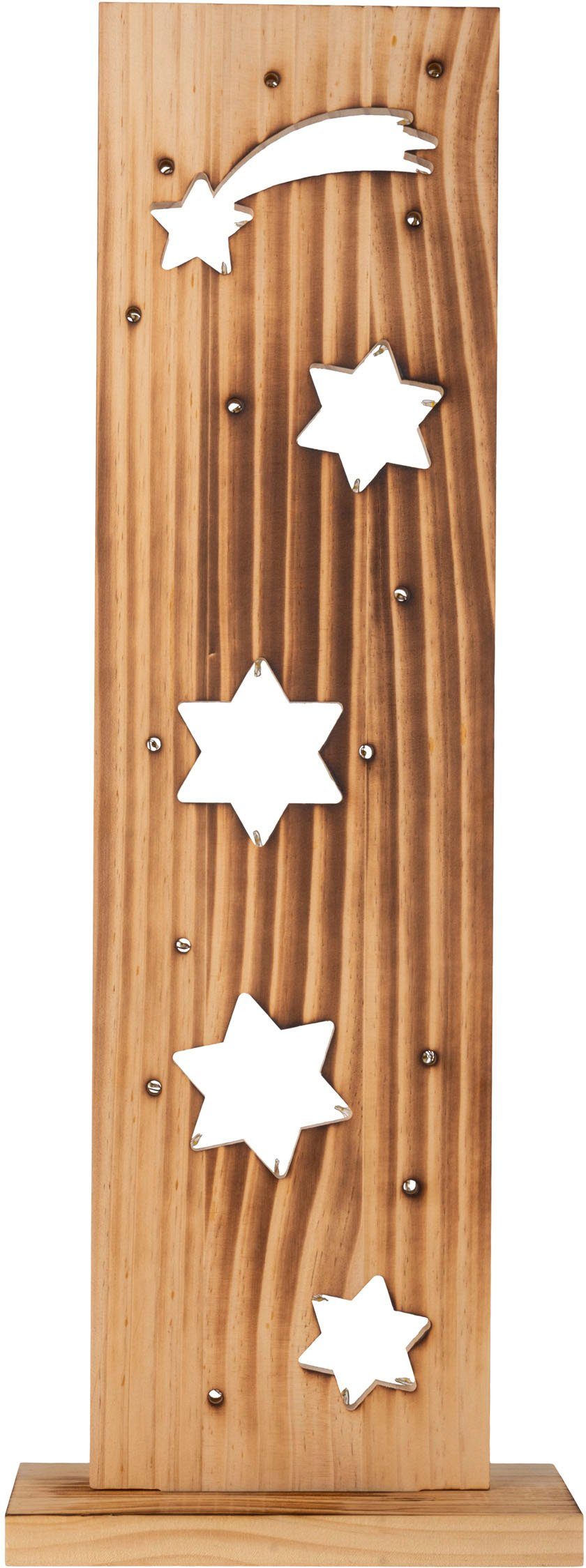 näve Decoratief ledobject Sterren, kerstdecoratie van hout Houten vloerlamp, hoogte ca. 60 cm, op batterijen (1 stuk)