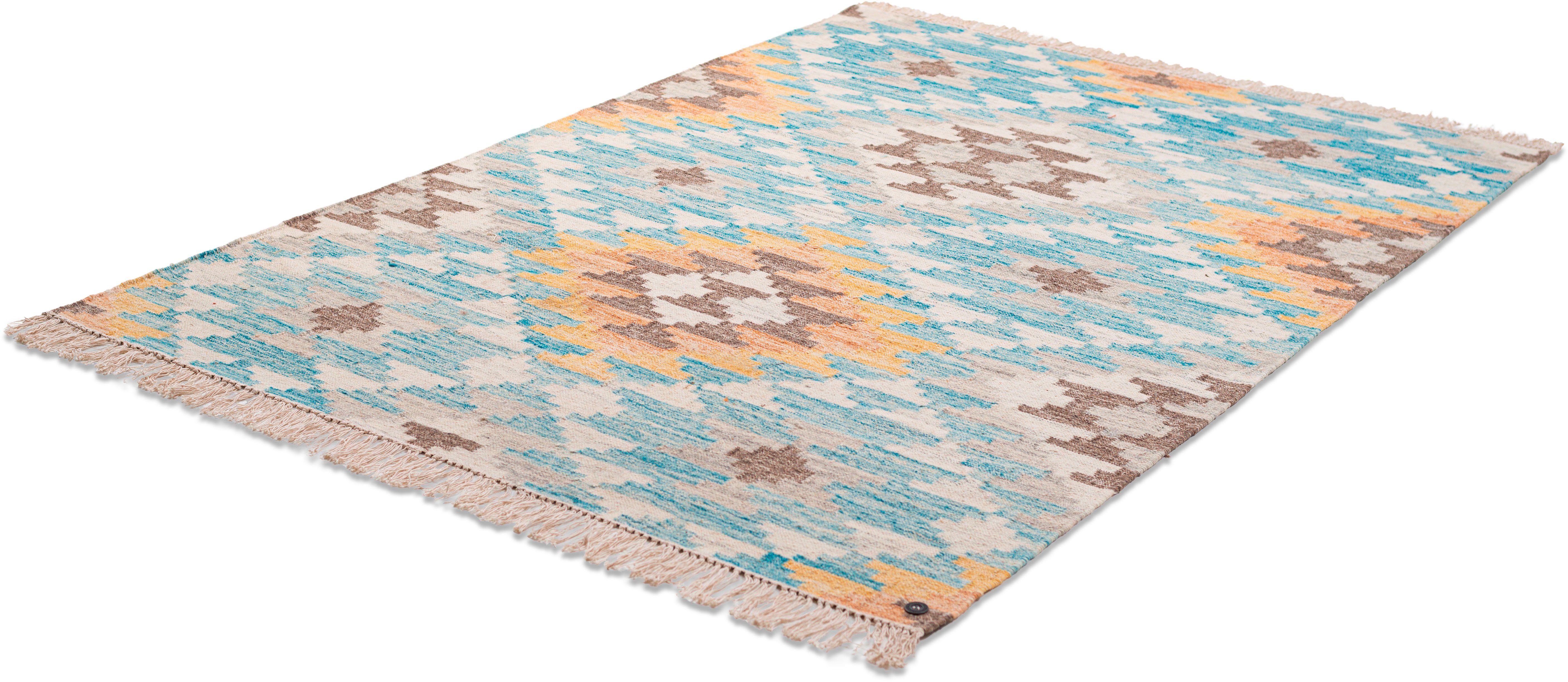 TOM TAILOR HOME Vloerkleed Check Kelim met de hand geweven, met franje, boho-stijl