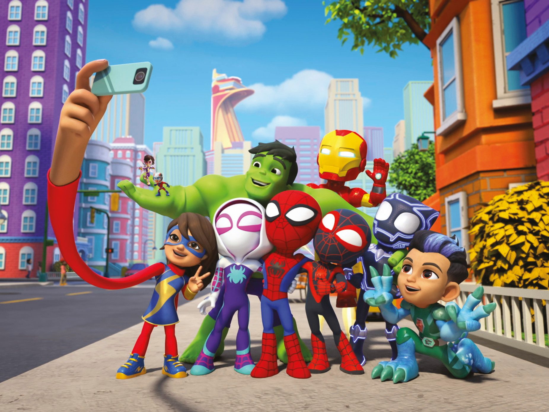 Komar Artprint op linnen Spidey and His Amazing Friends Selfie - Größe 40 x 30 cm (1 stuk)