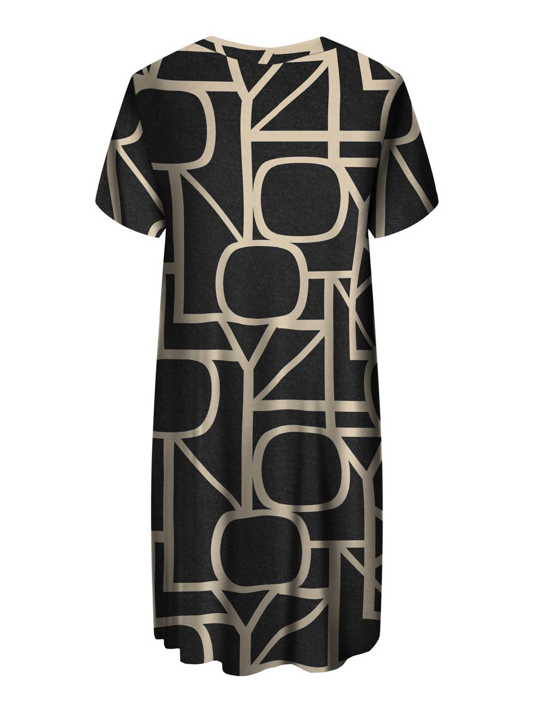 ONLY CARMAKOMA Shirtjurk CARFYRLA LIFE S/S V-NCK BLK AOP DRE NOOS