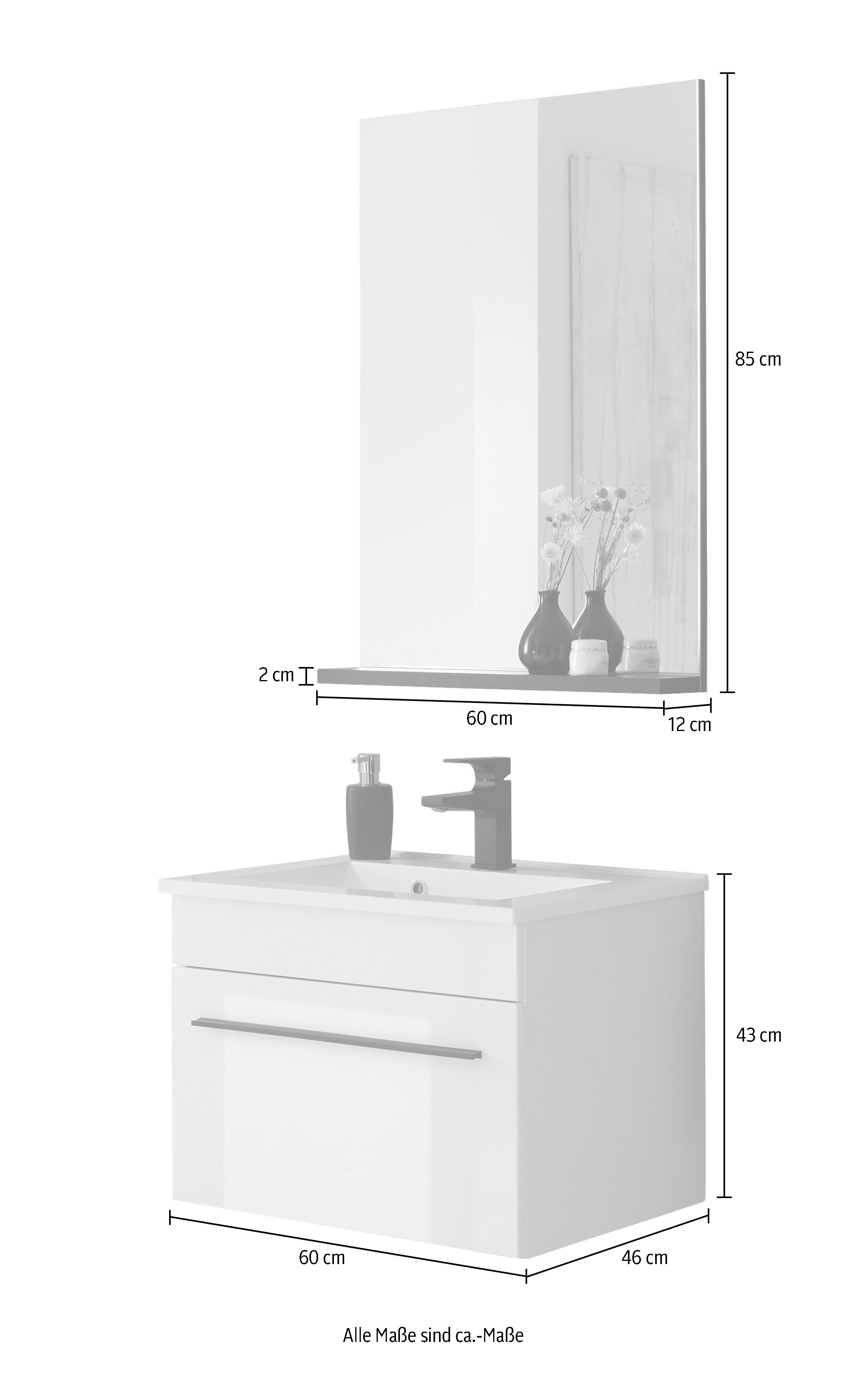 INOSIGN Badkamerserie Cantara, Bad im modernen Design, 2-teiliges Badezimmer Hoogglanzende fronten (set, 2-delig)