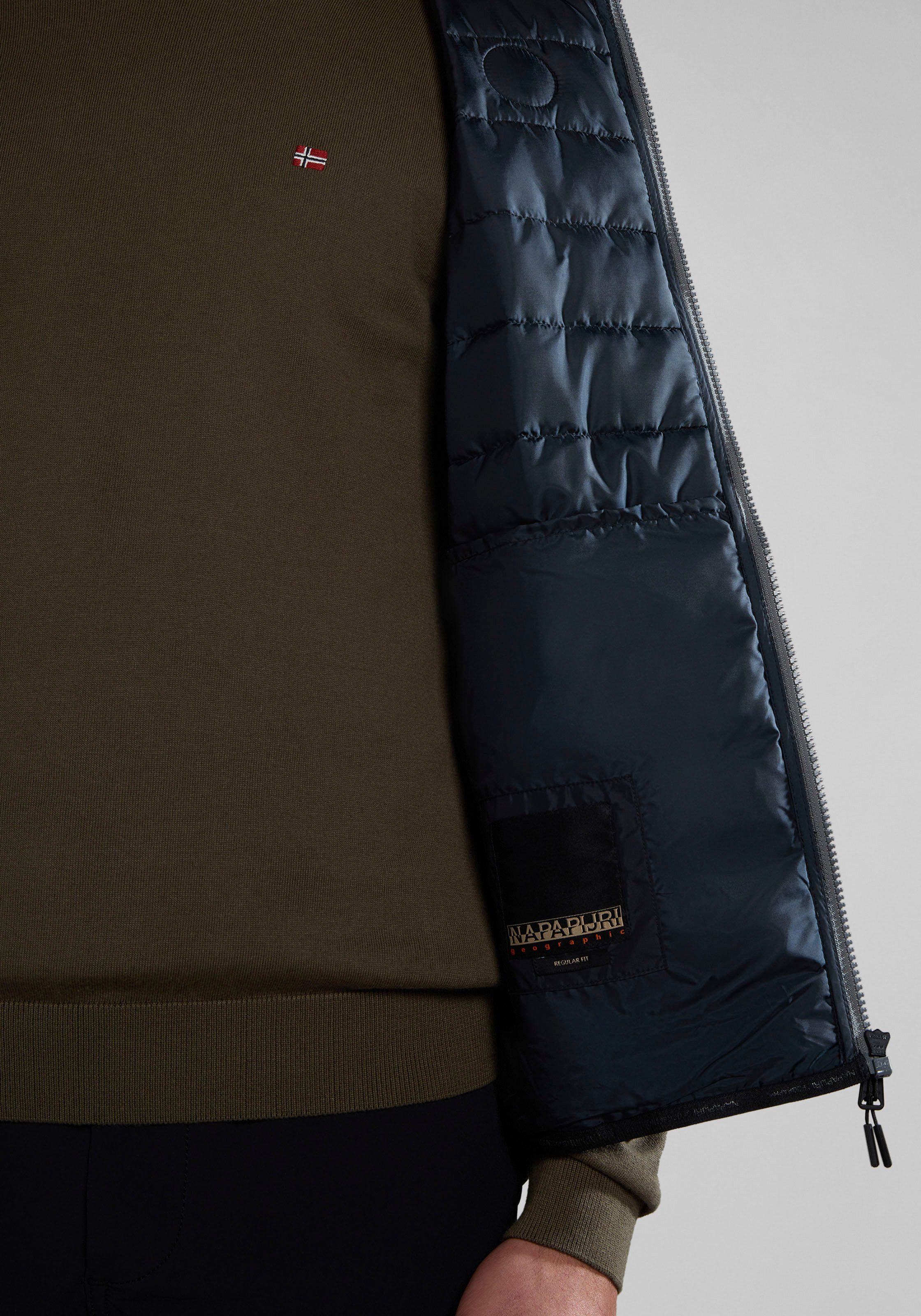 Napapijri Bodywarmer Met merklabel aan de zijkant en binnen, met staande kraag