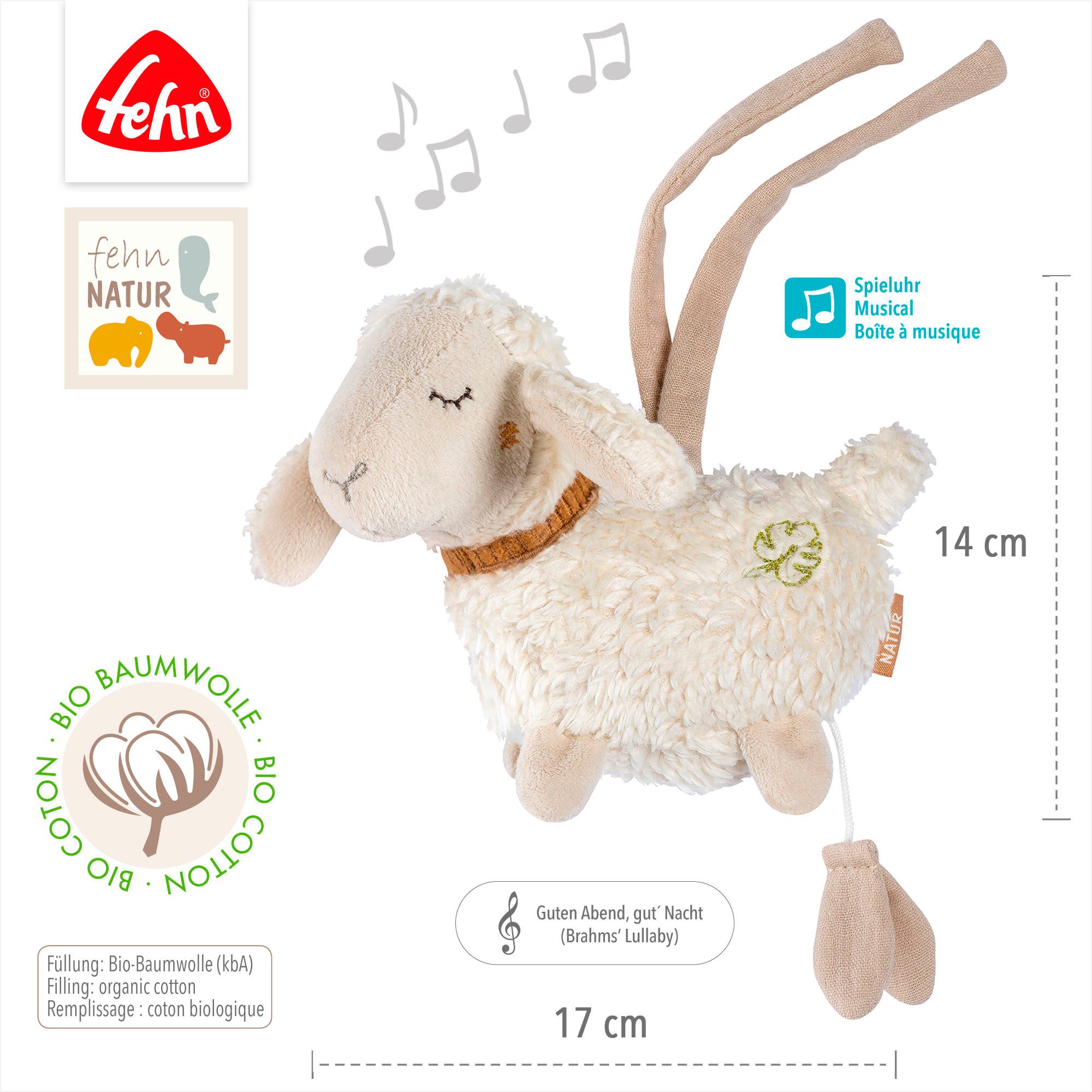 Fehn Speeldoosje FehnNATUR, mini speeldoos Schaap