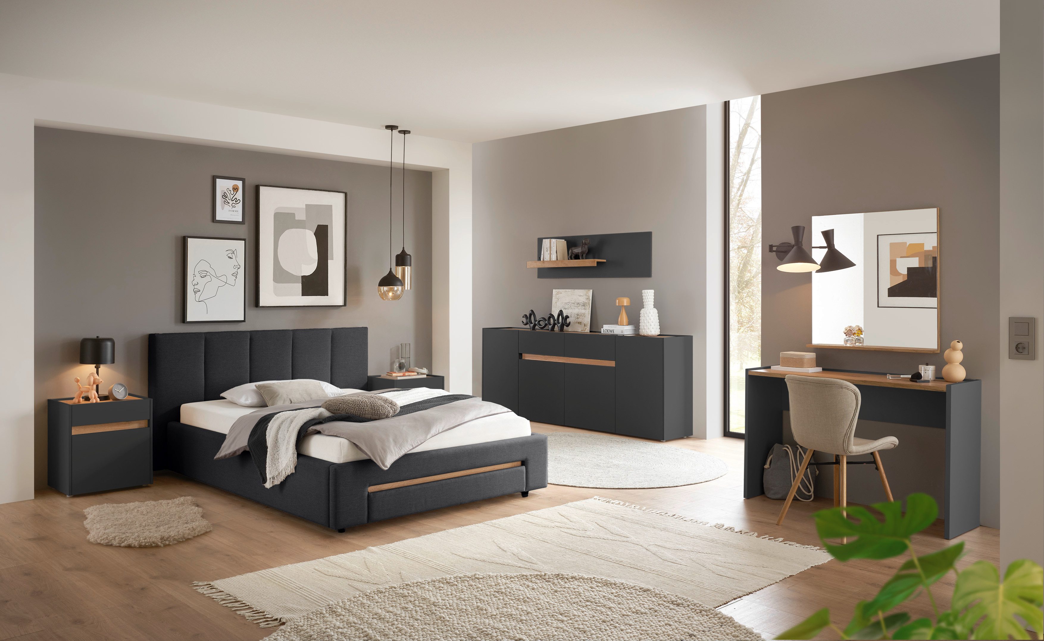 INOSIGN Gestoffeerd bed CiTY/GiRON, bedframe met bedlade, gestoffeerd opbergbed met hondenbed of opberglade, bekleding van corduroy of linnenlook