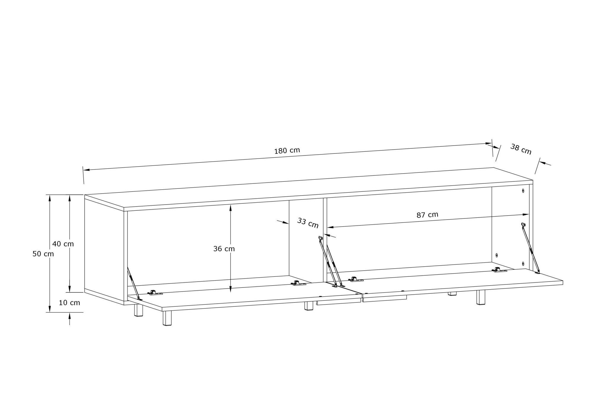 INOSIGN Tv-meubel Dinant TV-kast met 2 kleppen, kabeldoorvoer, breedte 150 cm, hoogte 50 cm