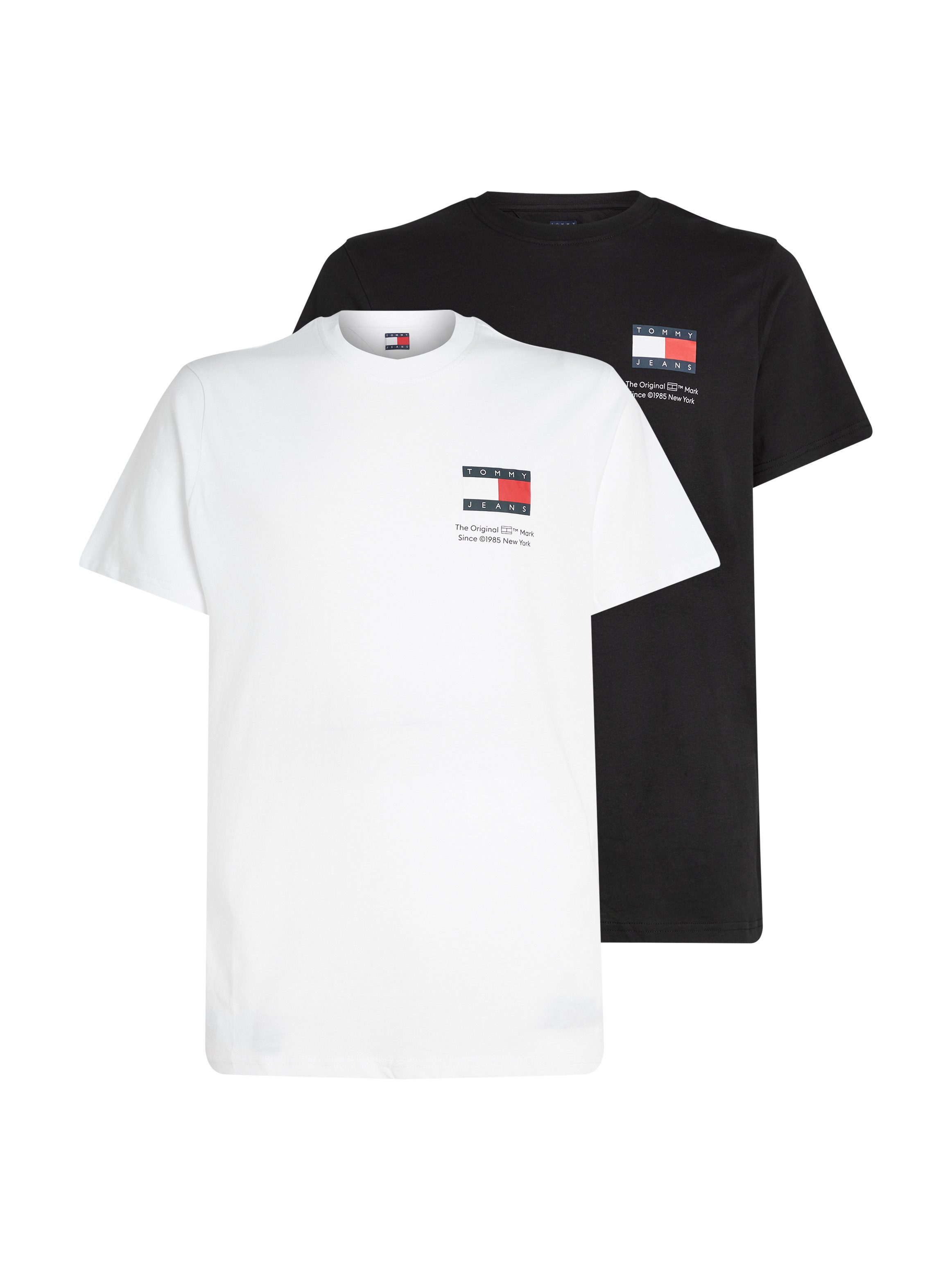 TOMMY JEANS T-shirt TJM SLIM 2PACK S/S FLAG DNA TEE met grote logoprint op borsthoogte (set, 2 stuks)