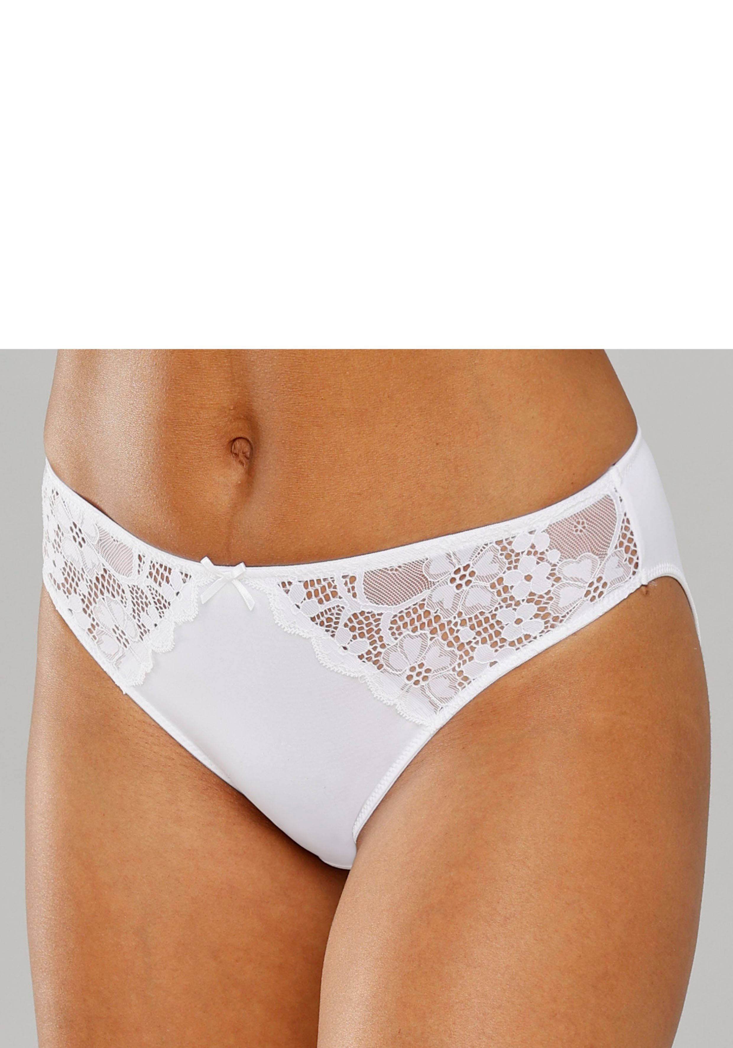 Petite fleur Slip met iets transparante jacquard-kant aan beide kanten opzij (3 stuks)