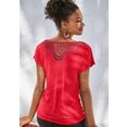 vivance t-shirt met zachte gehaakte kant achter rood