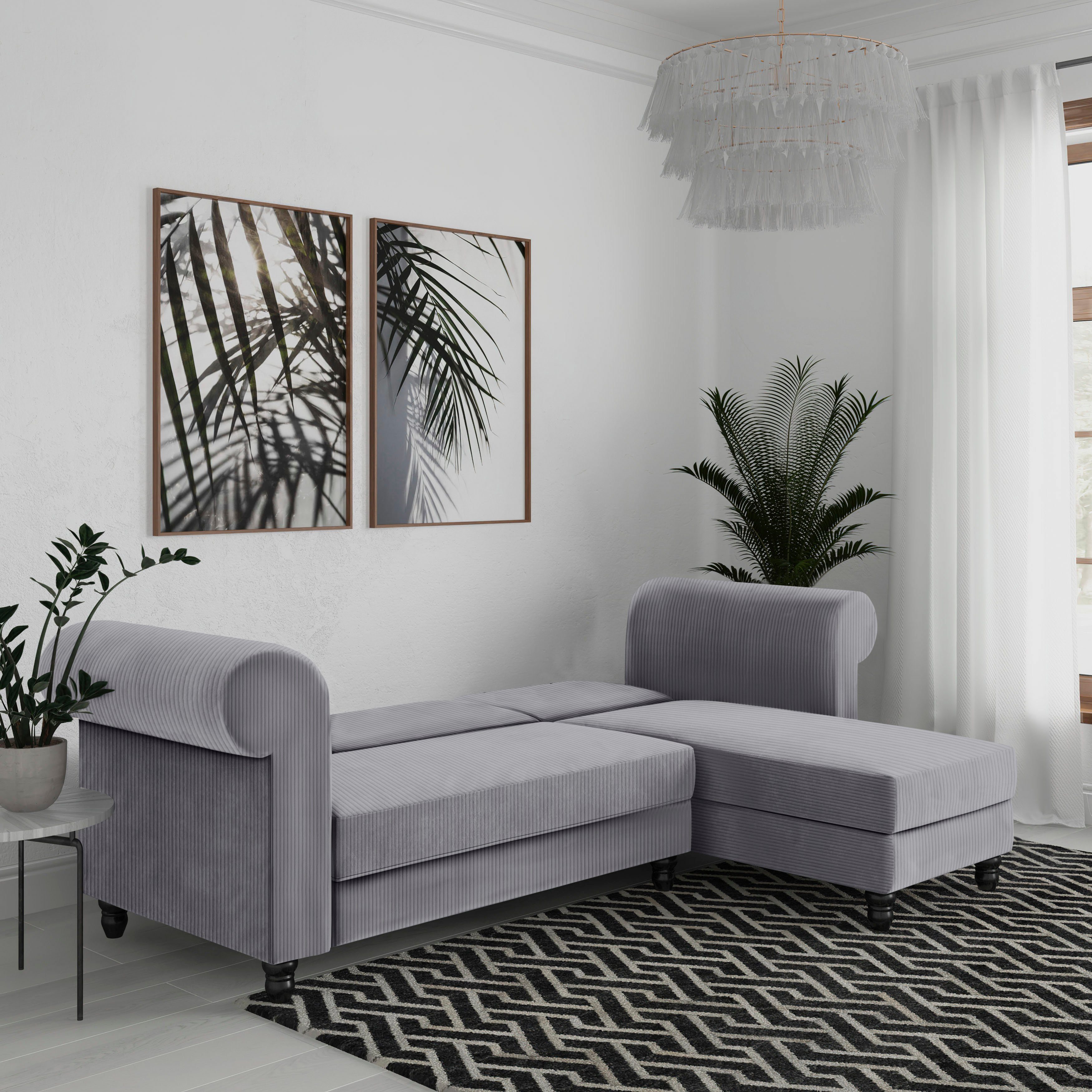 Dorel Home Hoekbank Felix II, L-model, bedbank 241cm (ligoppervlak 108x195 cm),
