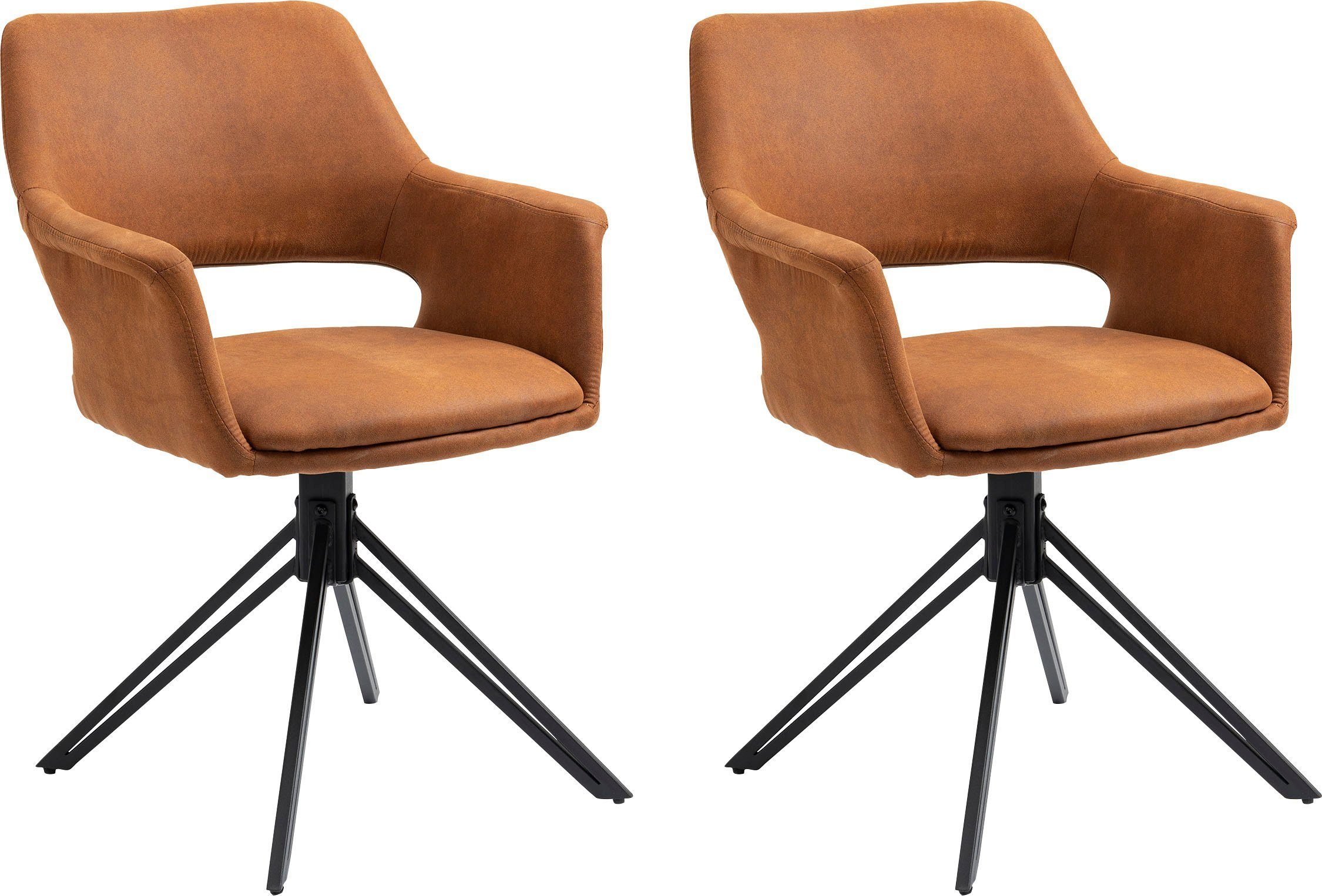 byLIVING Eetkamerstoel Estelle 360° draaibaar (set, 2 stuks) 4 poot stoelen bruin