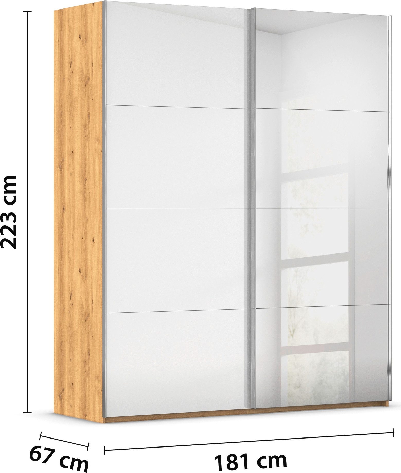 rauch Schuifdeurkast Kledingkast Kast Garderobe Slaapkamerkast SCALE-FYRA edel vierdelige deuren spiegel/glas-mix veel kleuren made in germany