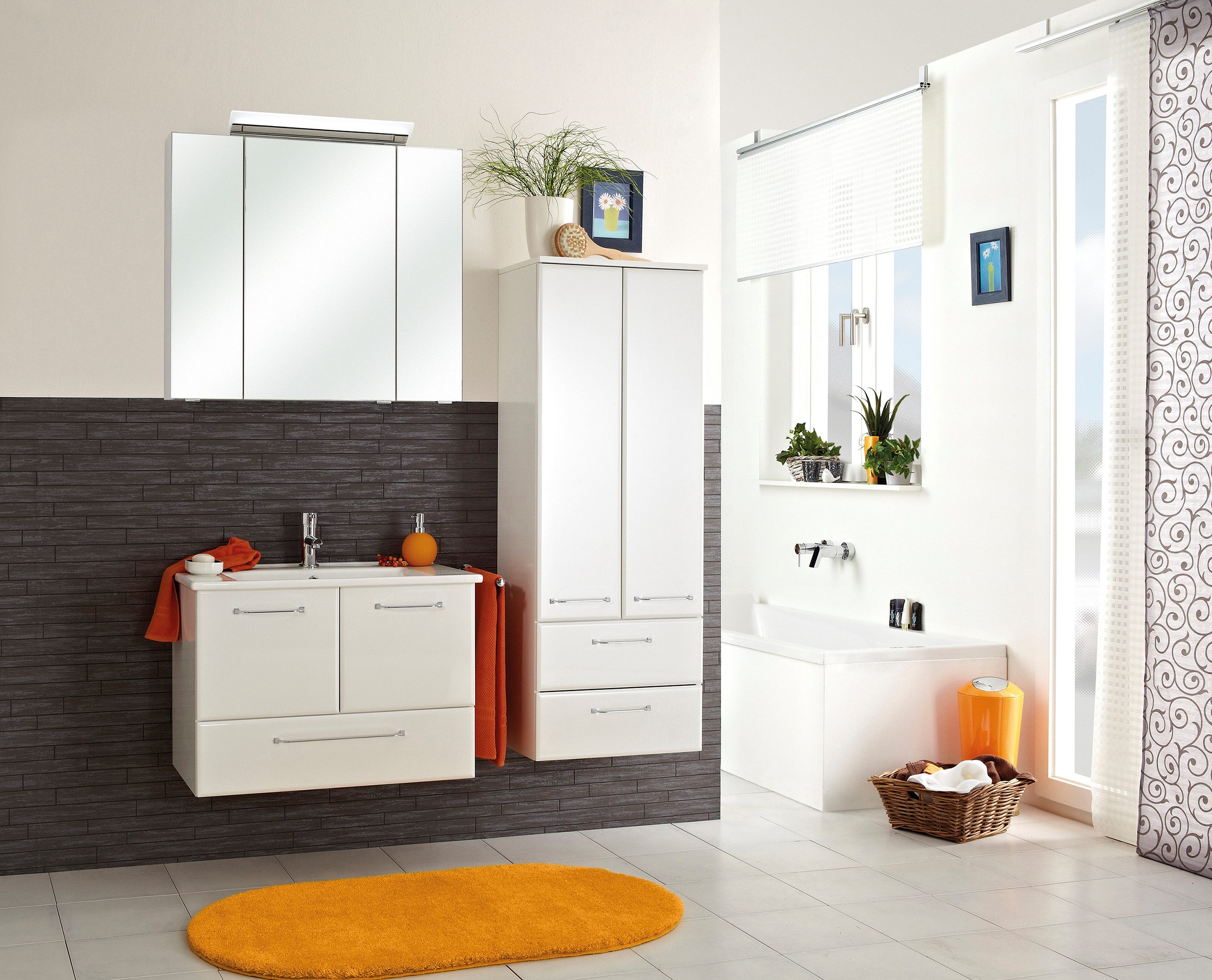 Saphir Badmeubelset Quickset 341 3-delig, keramieken wastafelonderkast en led-spiegelkast (set, 3 stuks) badmeubelsets wit
