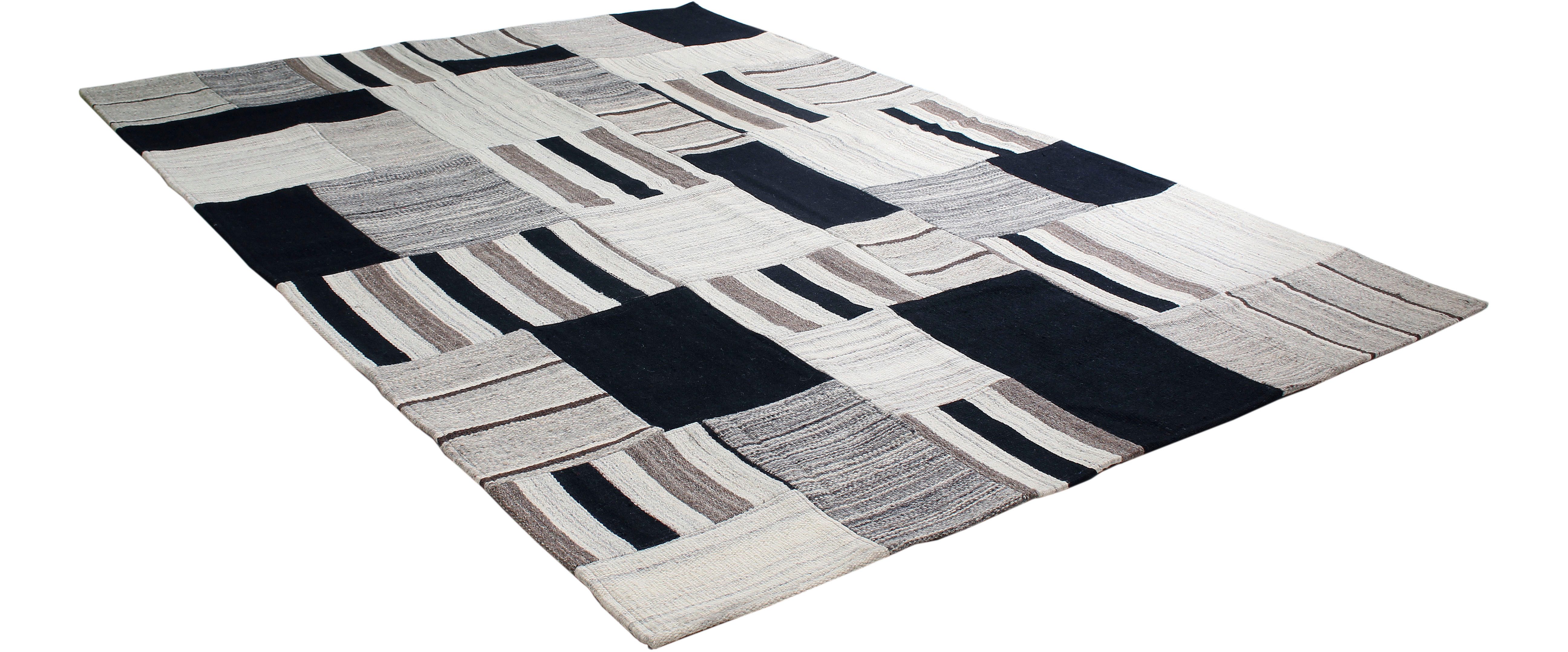 Kayoom Vloerkleed Radical 325 Handgeweven jacquard kilim, hoogwaardige materiaalcombinatie.