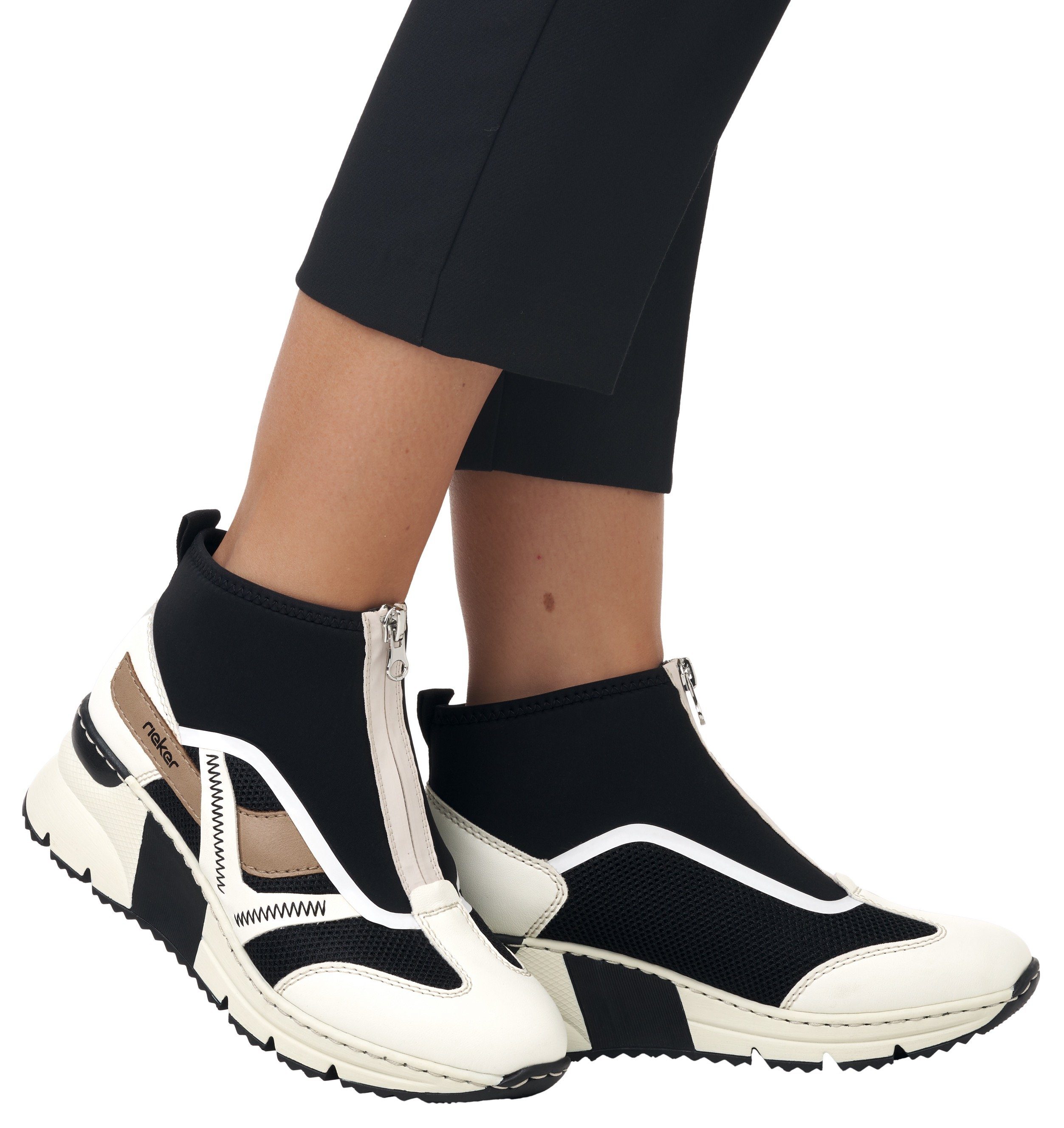 Rieker Boots zonder sluiting sleehak, sneakers, high top sneakers with fashionable decorative seams