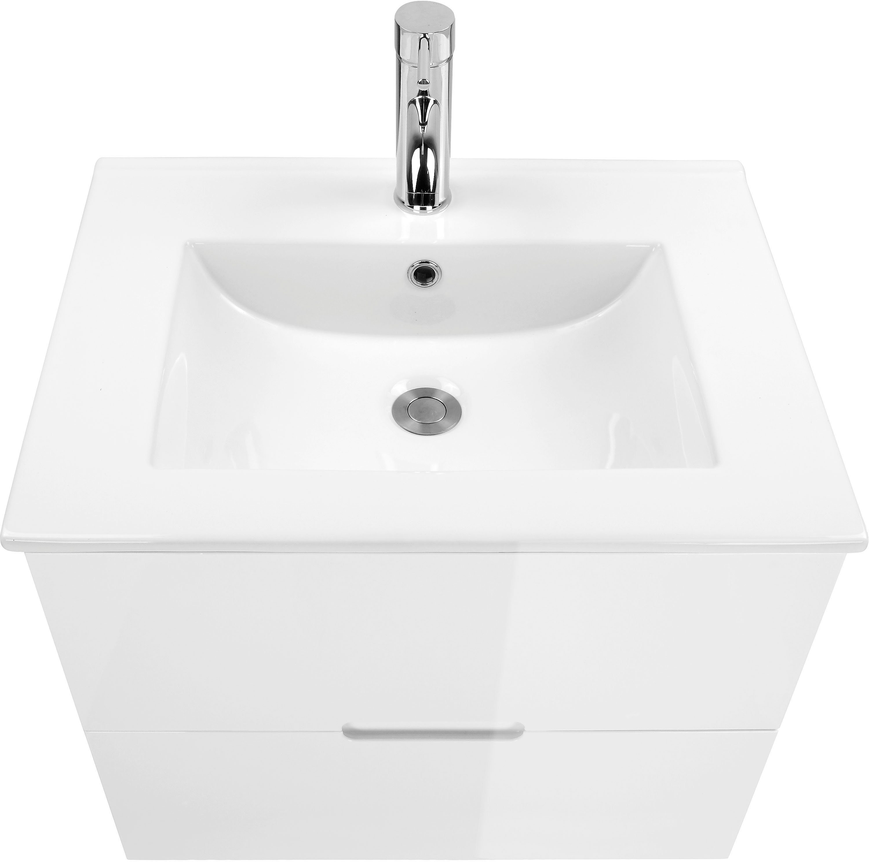 welltime Badkamerserie Lund badkamermeubelset badkamerkast badkamerset Spiegelkast, wastafelonderkast en wasbak breedte 60 cm (complete set)