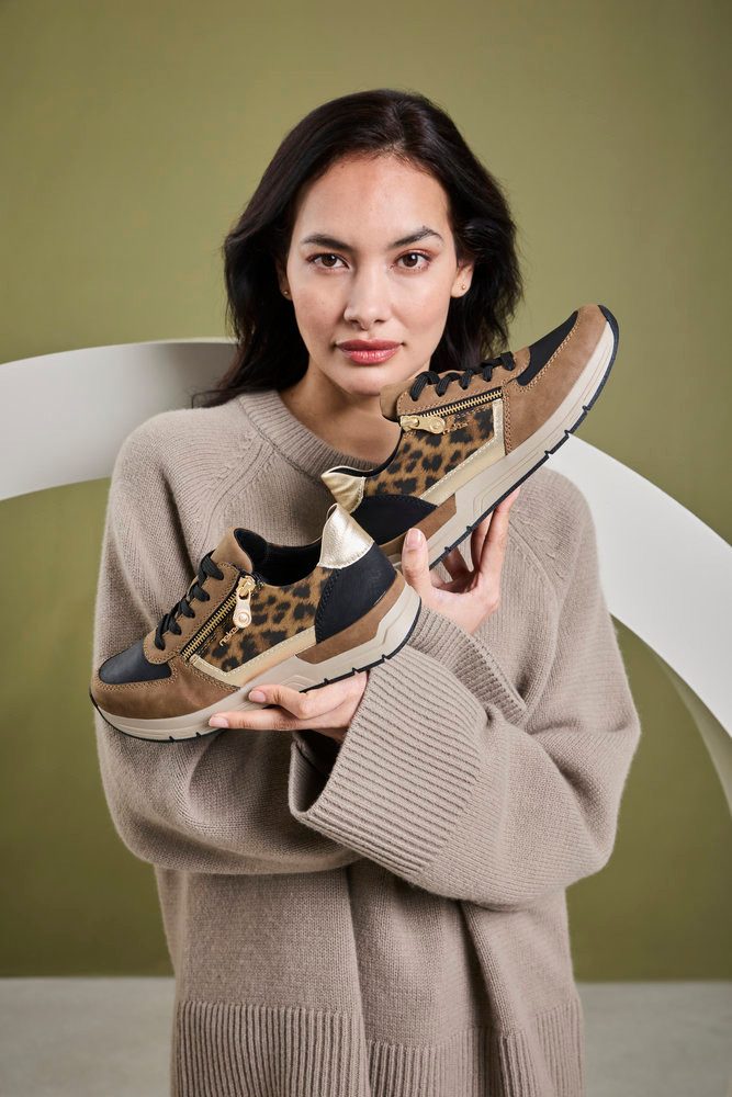 Rieker Sneakers , vrijetijdsschoen, veterschoen, halfschoen met modieuze accenten