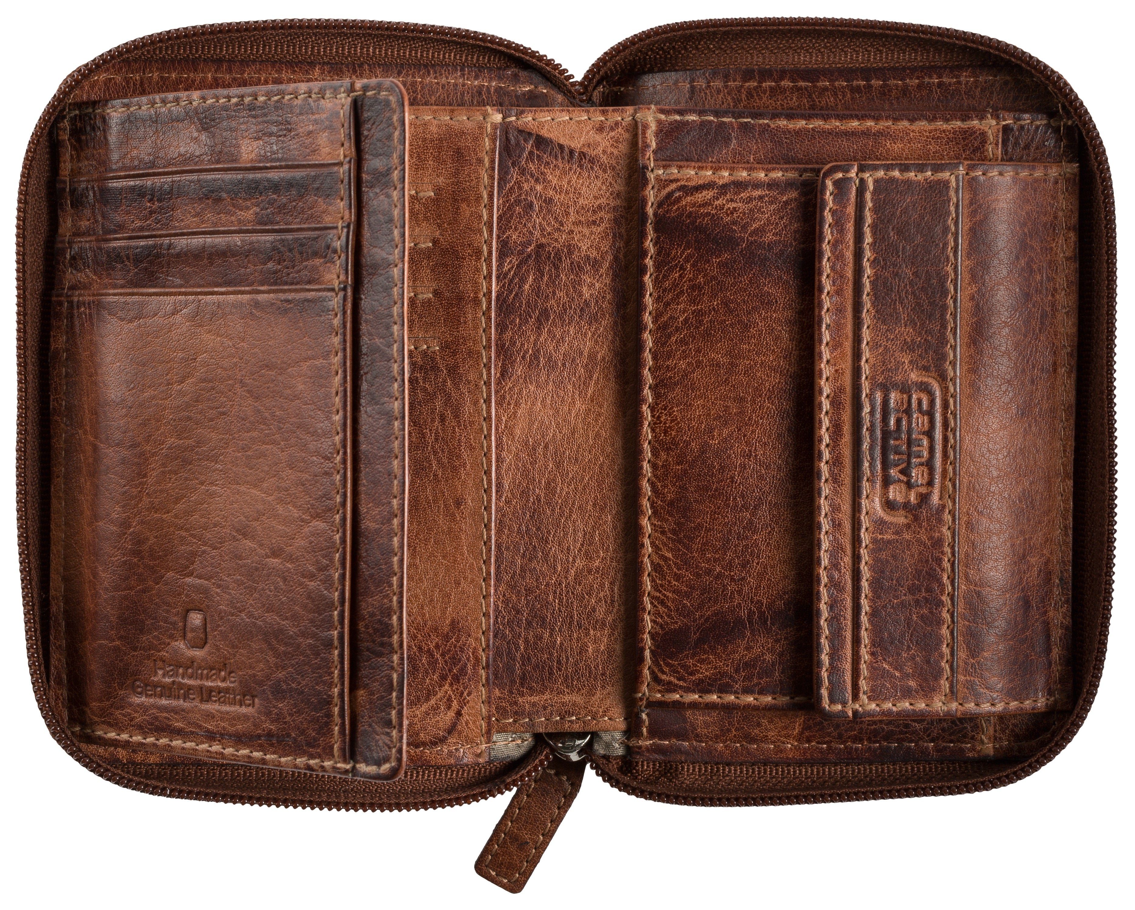 camel active Portemonnee Melbourne van hoogwaardig rundleer met robuuste stiksels in used look