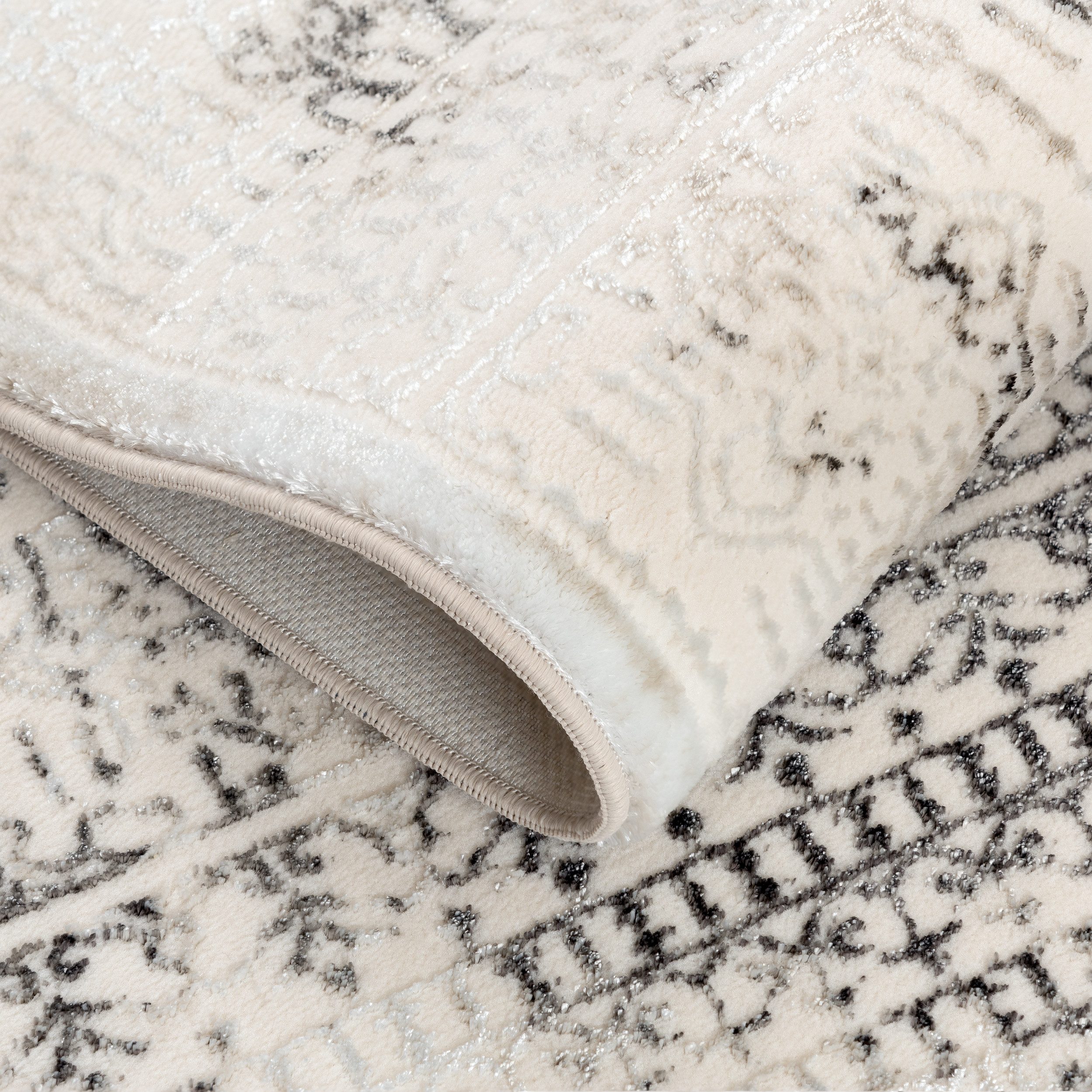 Sehrazat Vloerkleed Diamond 7840 Vintage ontwerp, kortpolig, met zachte glansgaren, met franjes