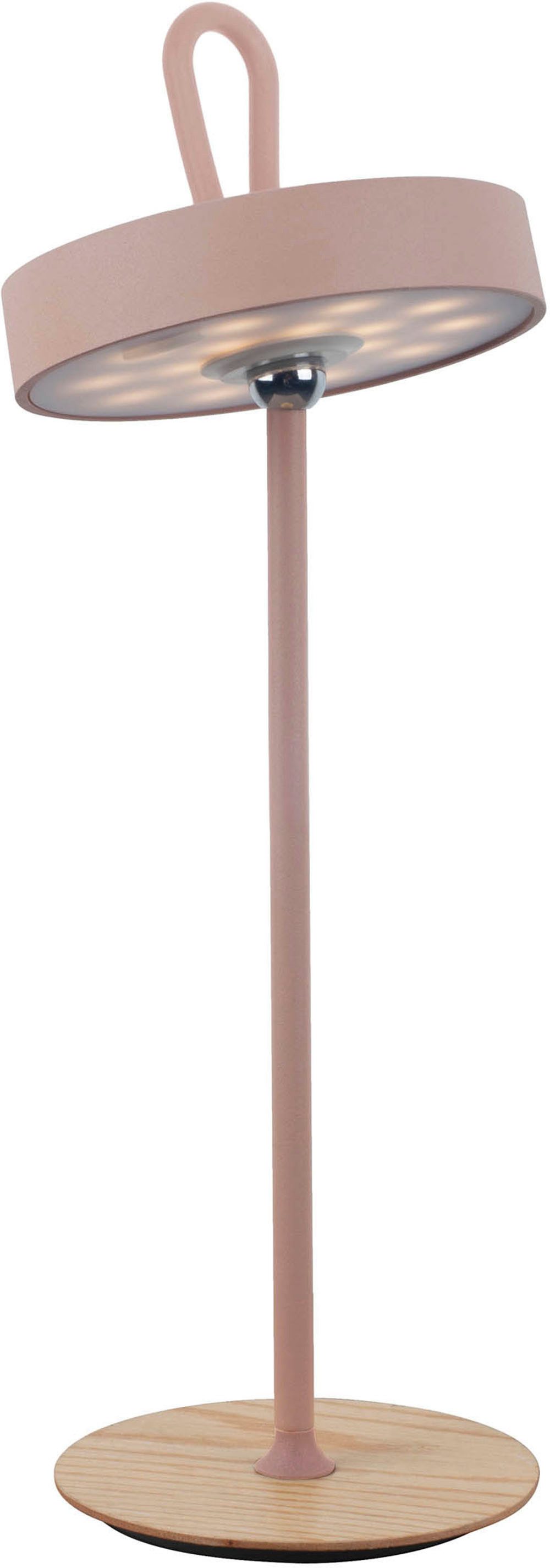 Home affaire Led-tafellamp Charmont met houten voet, afneembare hoofdkant als hanglamp te gebruiken oplaadbaar, incl. accu + usb-kabel, hoofdeinde magnetisch, afneembaar, hout (1 stuk)
