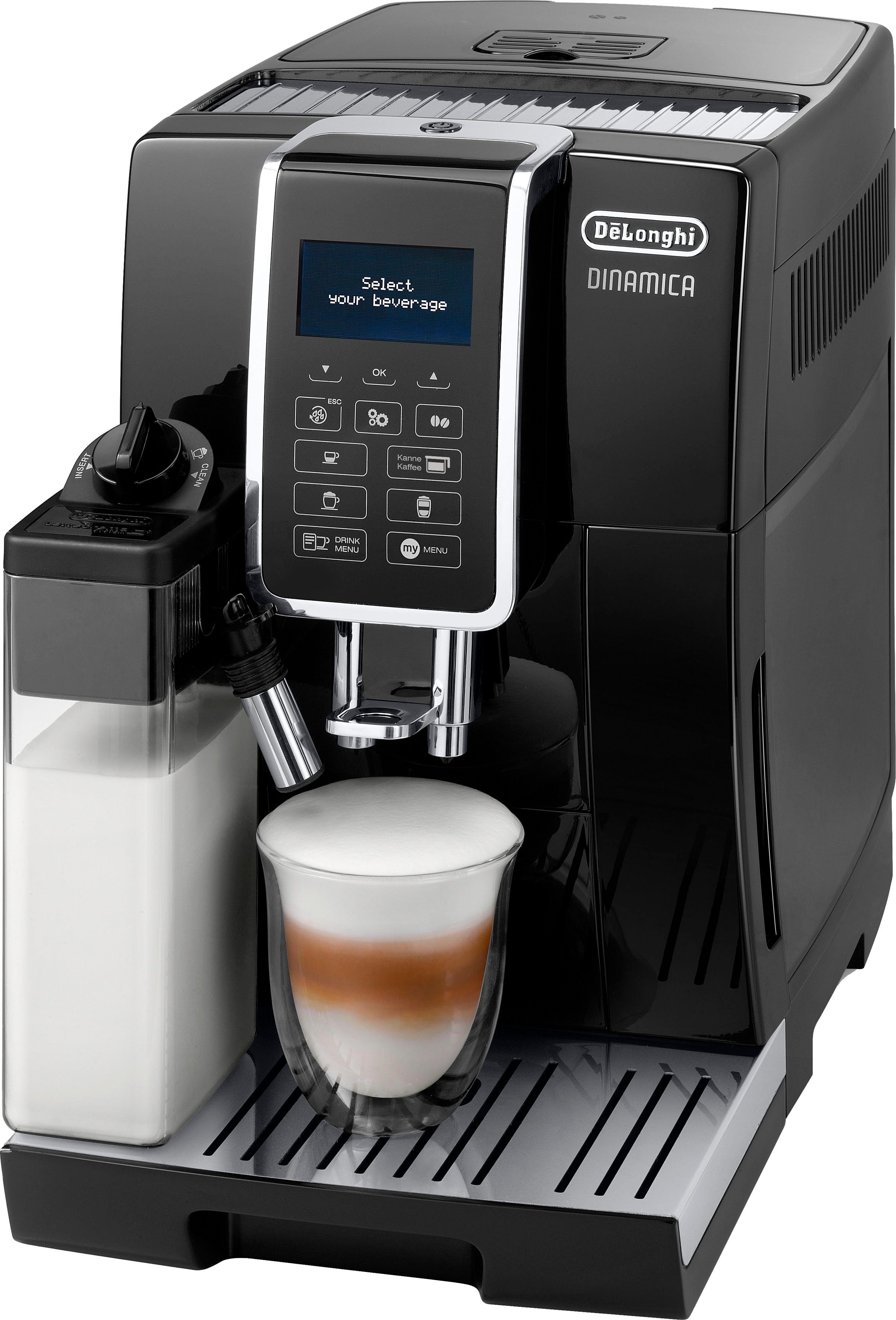 De'Longhi Volautomatisch koffiezetapparaat Dinamica ECAM 356.57.B, met 4 snelkeuzetoetsen, koffiekanfunctie
