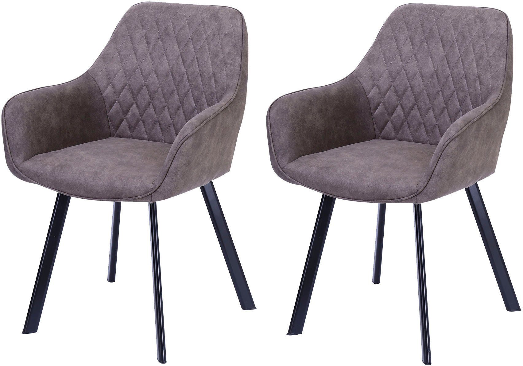 SalesFever Stoel met armleuningen Rugleuning met ruitstiksel (set, 2 stuks)
