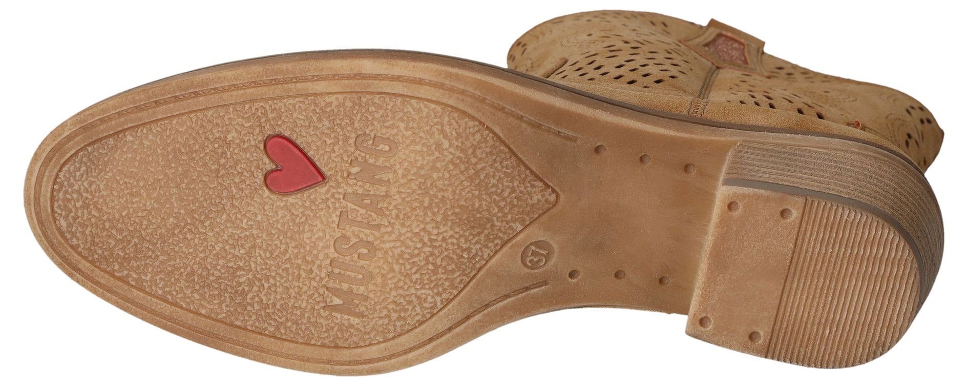 Mustang Shoes Cowboylaarsjes Cowboy enkellaarsjes, laarzen met ingewikkelde perforatie op de schacht