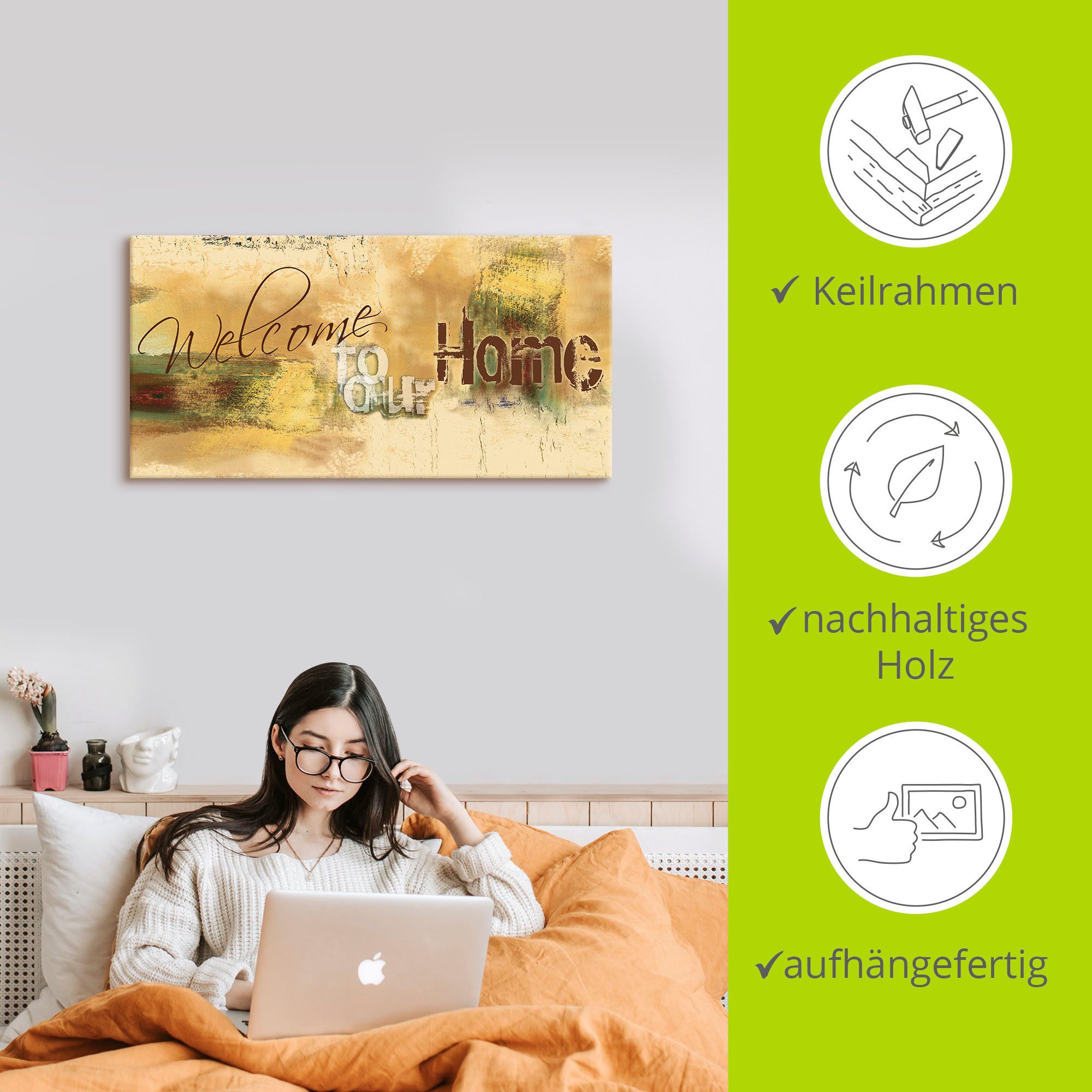Artland Artprint Welkom in ons huis als artprint van aluminium, artprint voor buiten, artprint op linnen, poster, muursticker