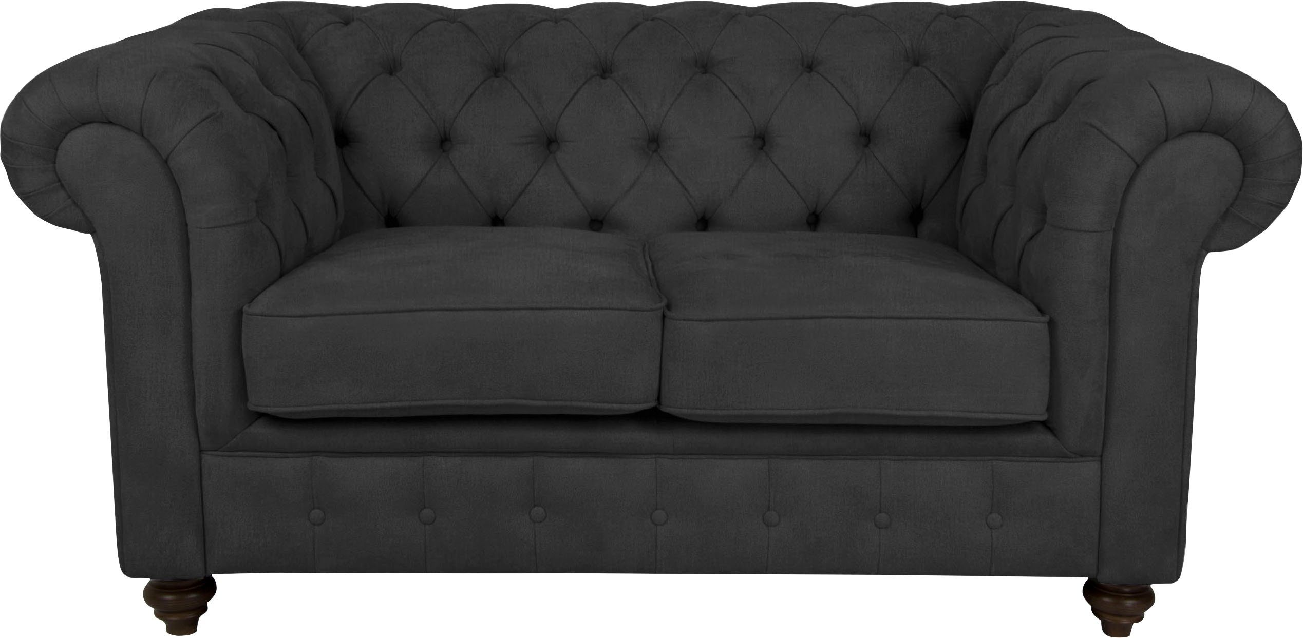 Home affaire Chesterfield-bank Duc 2-zits hoogwaardige capitonnage achter, fluwelige look met changerende look