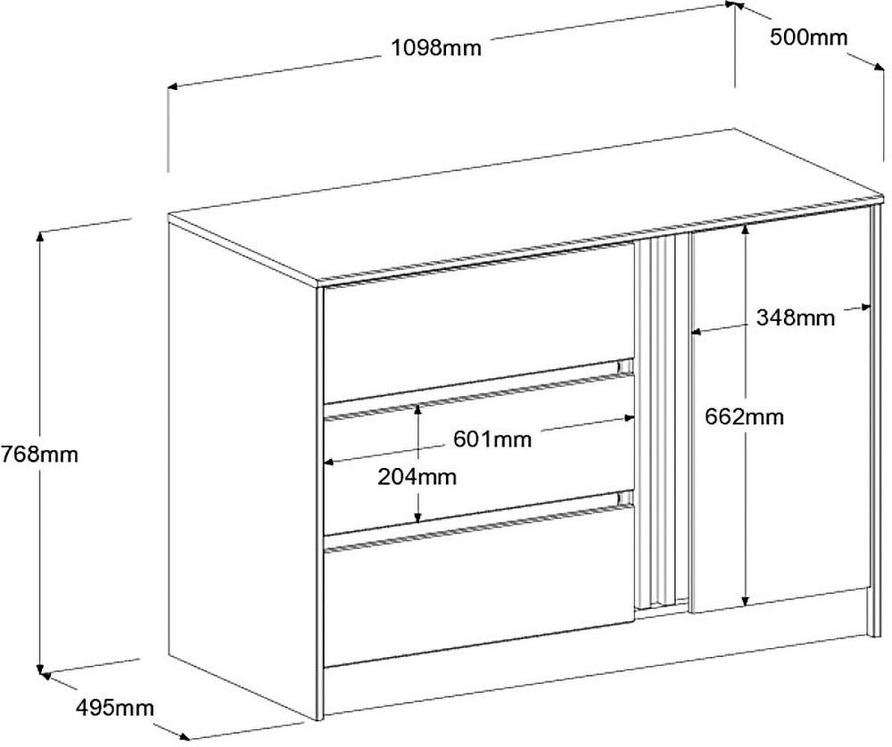 Parisot Slaapkamerserie veel opbergruimte, mooie uitstraling, inzetstukken in kast en commode draaibaar (4-delig)