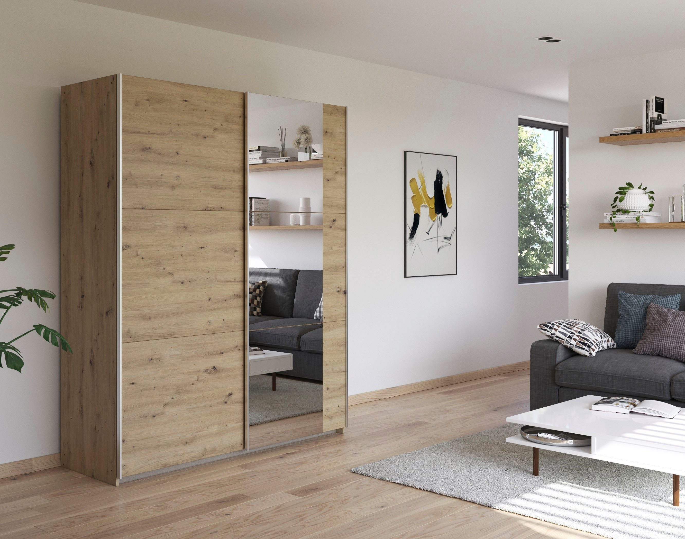 rauch Zweefdeurkast Kledingkast draaideurkast kast garderobe KRONACH TOPSELLER met spiegel en veel opbergruimte, metalen greepstrips, made in germany