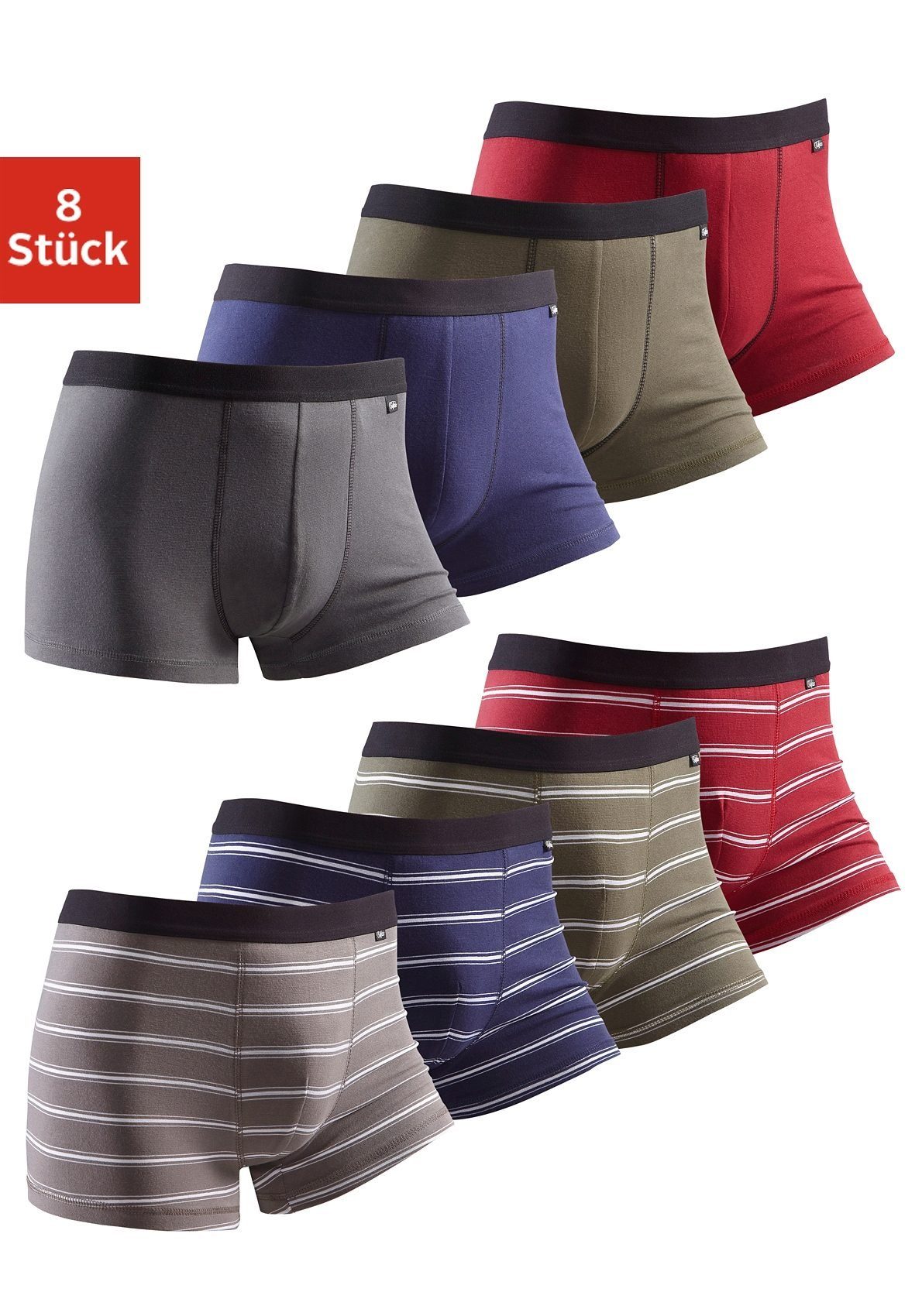 Buffalo Boxershort voor heren met contrastkleurig weefband (set, 8 stuks)