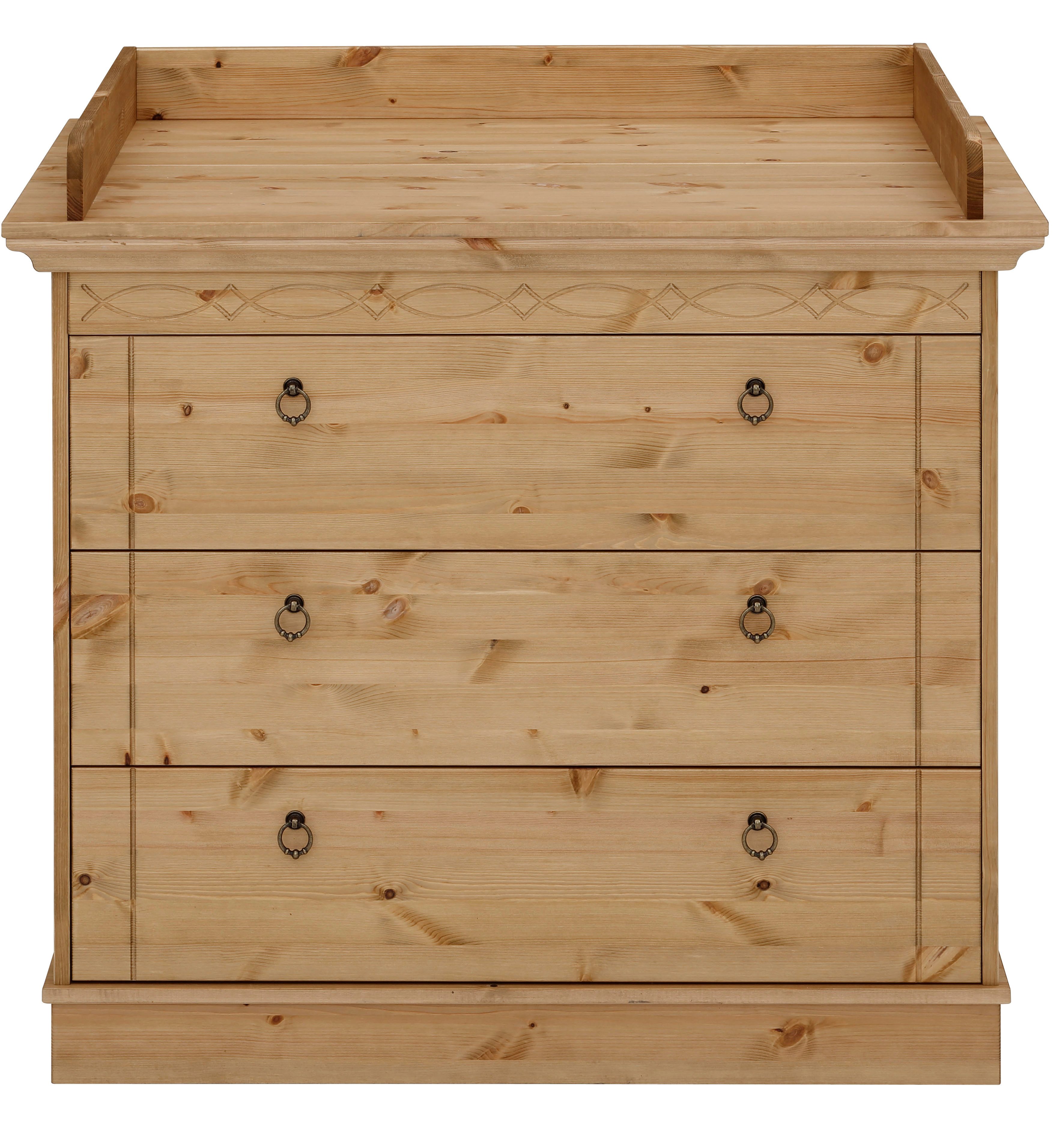 Lüttenhütt Commode Indra, landhuisstijl, veel opbergruimte FSC® gecertificeerd massief hout, inclusief onderbouwrek en opzet