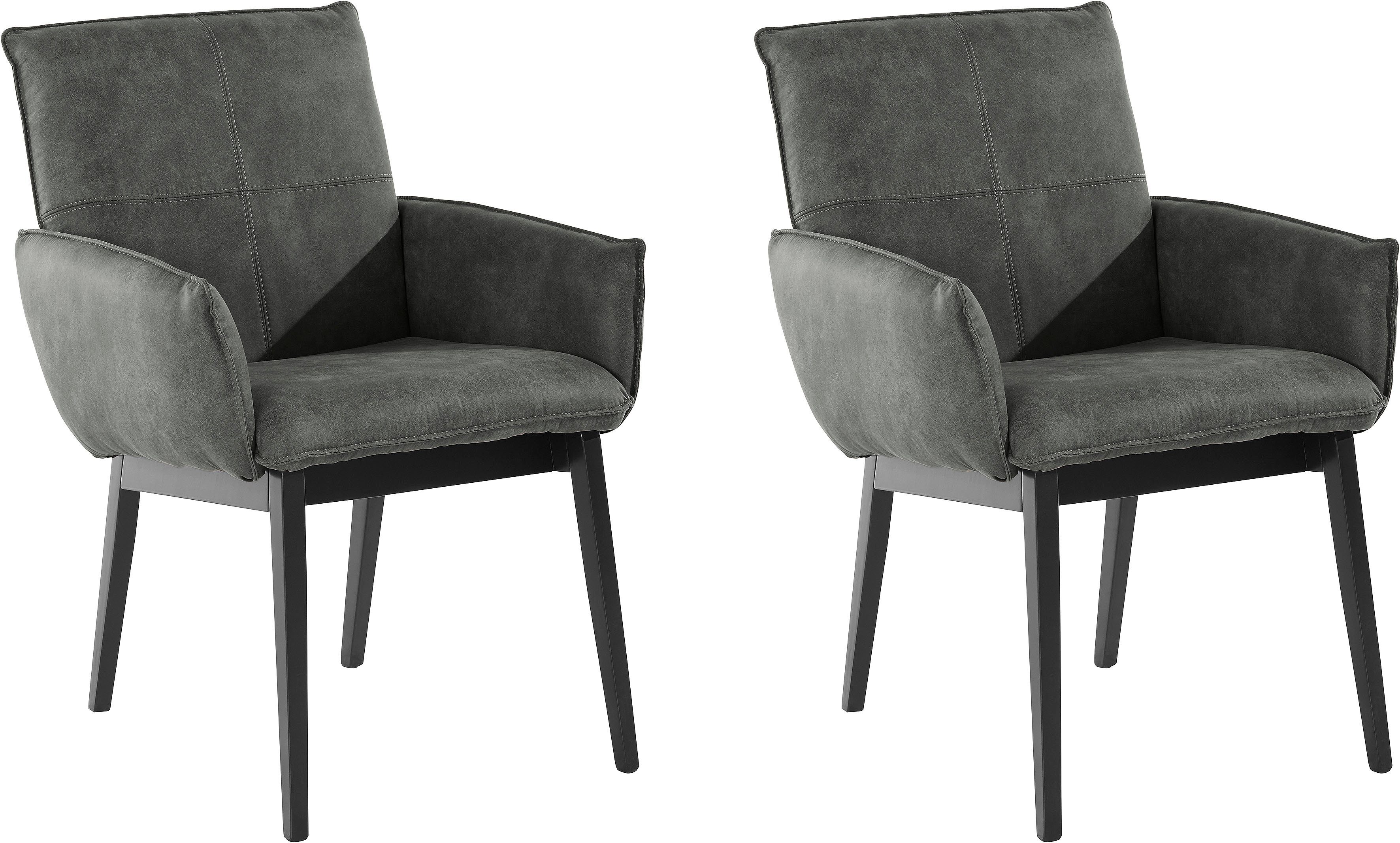 Home affaire Stoel met armleuningen Model 6 Bekleding van microvezel of leer, frame is beuken in zwart gelakt (2 stuks)