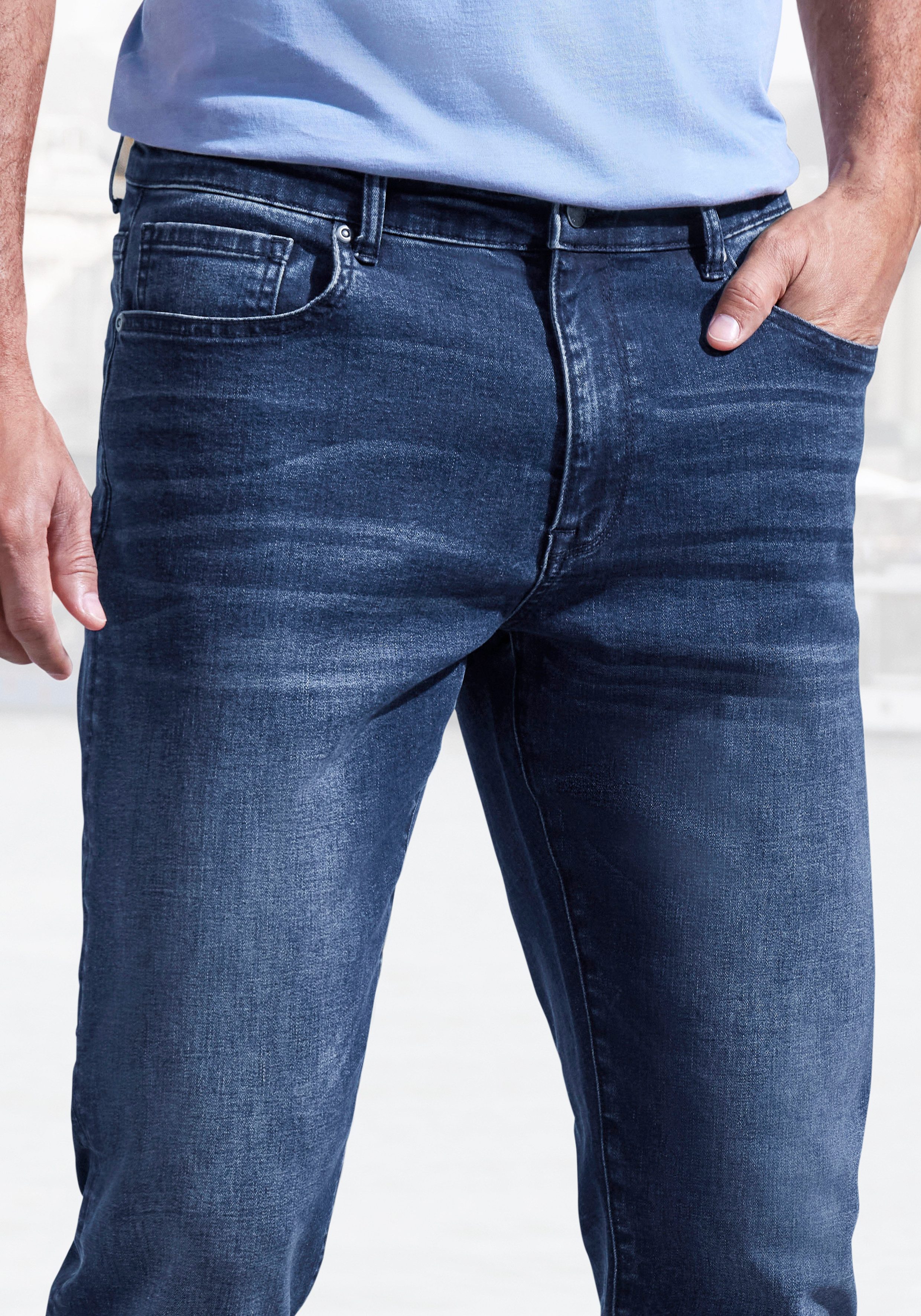 John Devin 5-pocket jeans Straight-fit Jeans in elastische denimkwaliteit