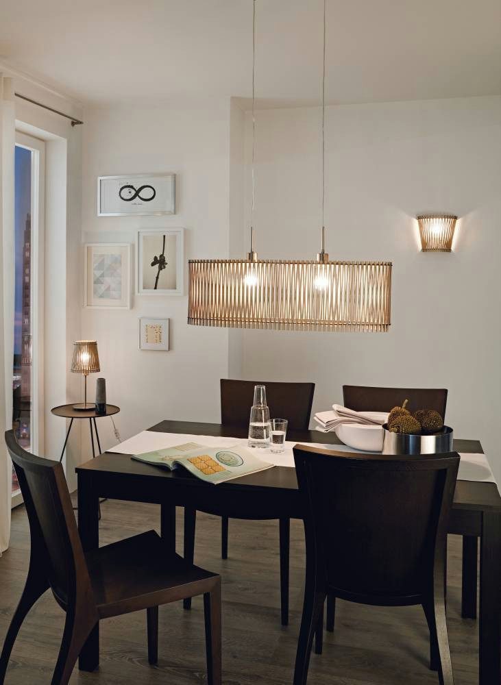 EGLO Hanglamp SENDERO Hanglamp, staal in nikkel-mat, hout in esdoorn, natuur, E27, 77,5 cm (1 stuk)