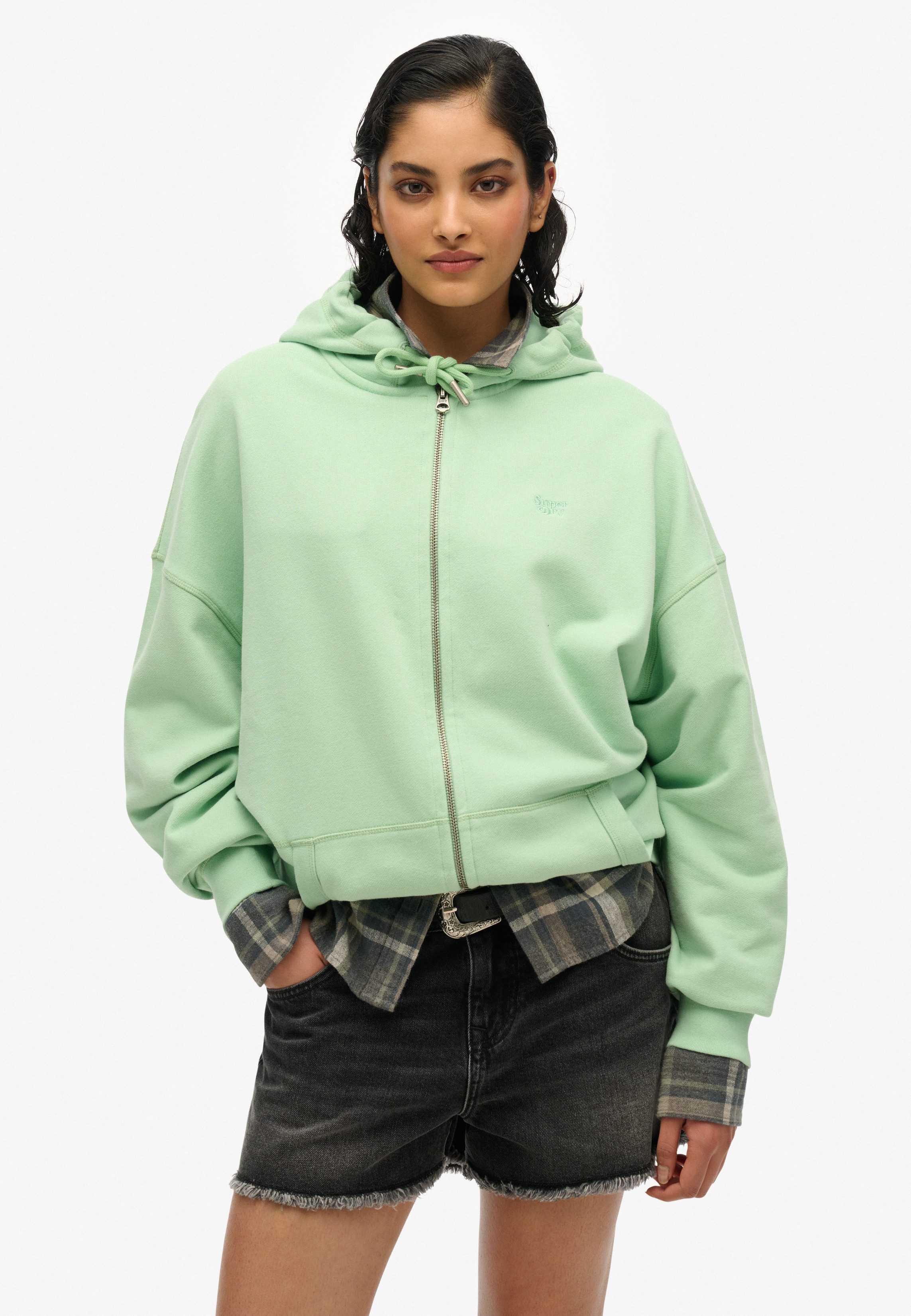 Superdry Capuchonsweatvest STUDIOS ZIP HOODIE dames sweatvesten maat M groen