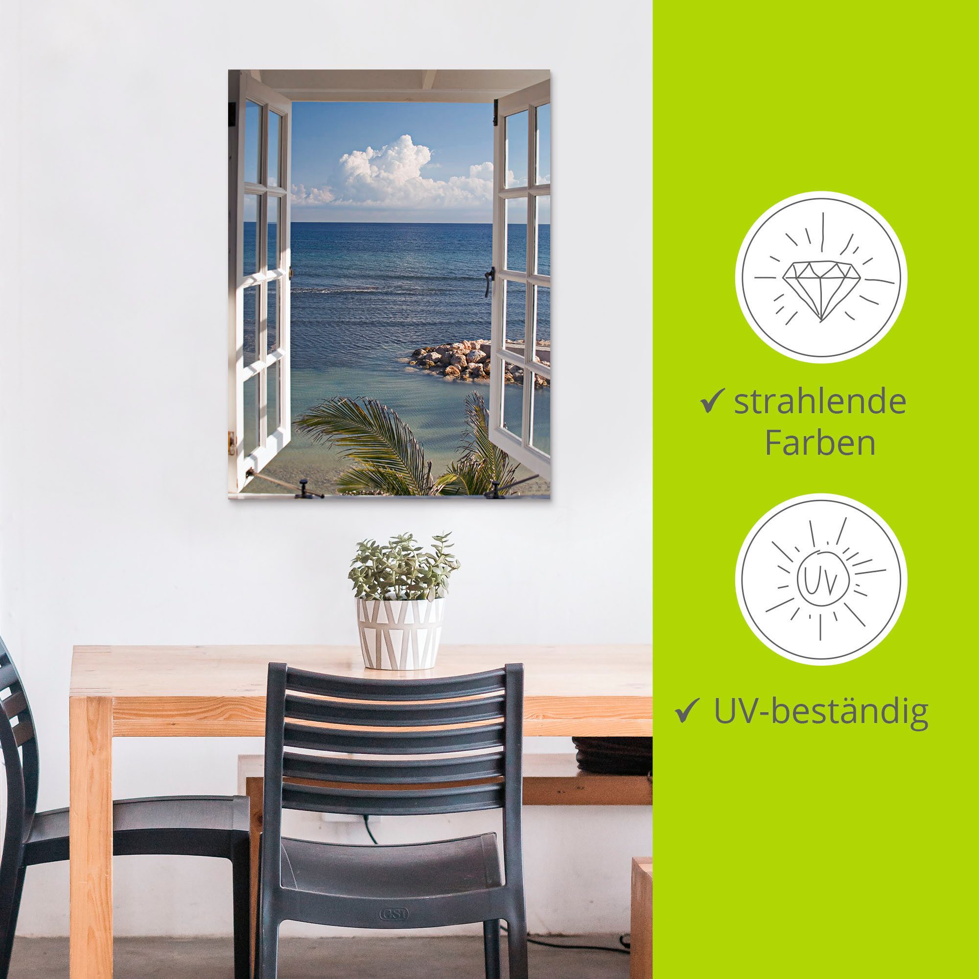 Artland Artprint Uitzicht op het paradijs als artprint van aluminium, artprint voor buiten, artprint op linnen, poster, muursticker