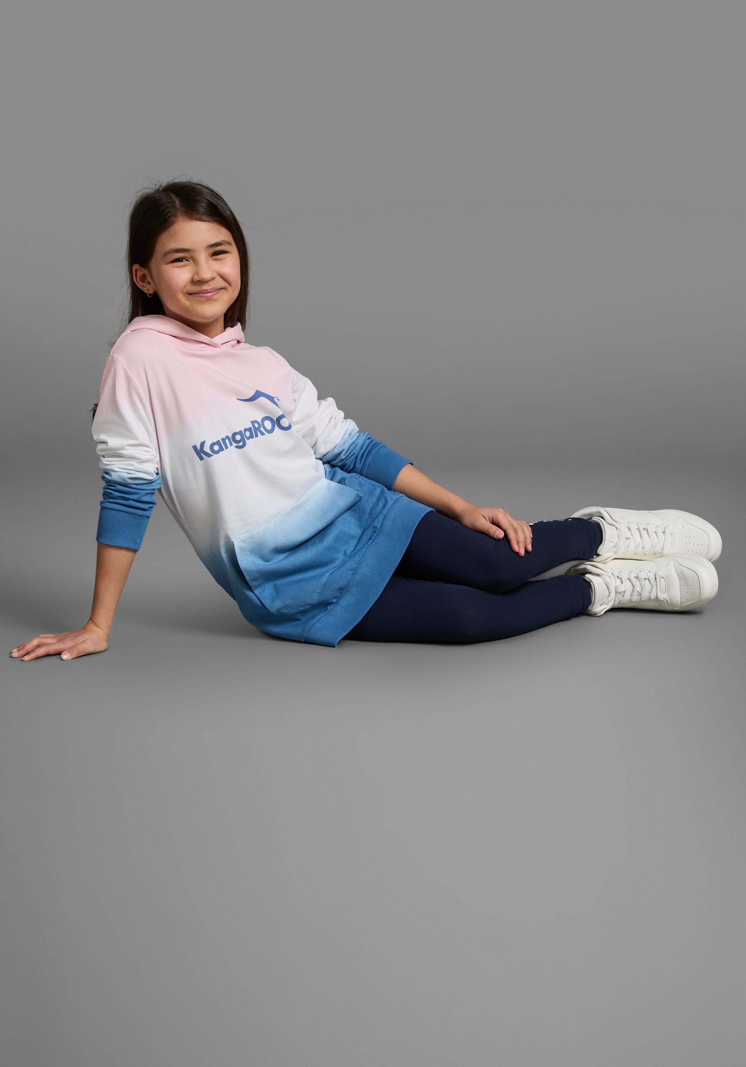 KangaROOS Hoodie , Lange sweatshirt met kleurverloop Lange mouwen met boorden, getailleerde snit, met logoprint