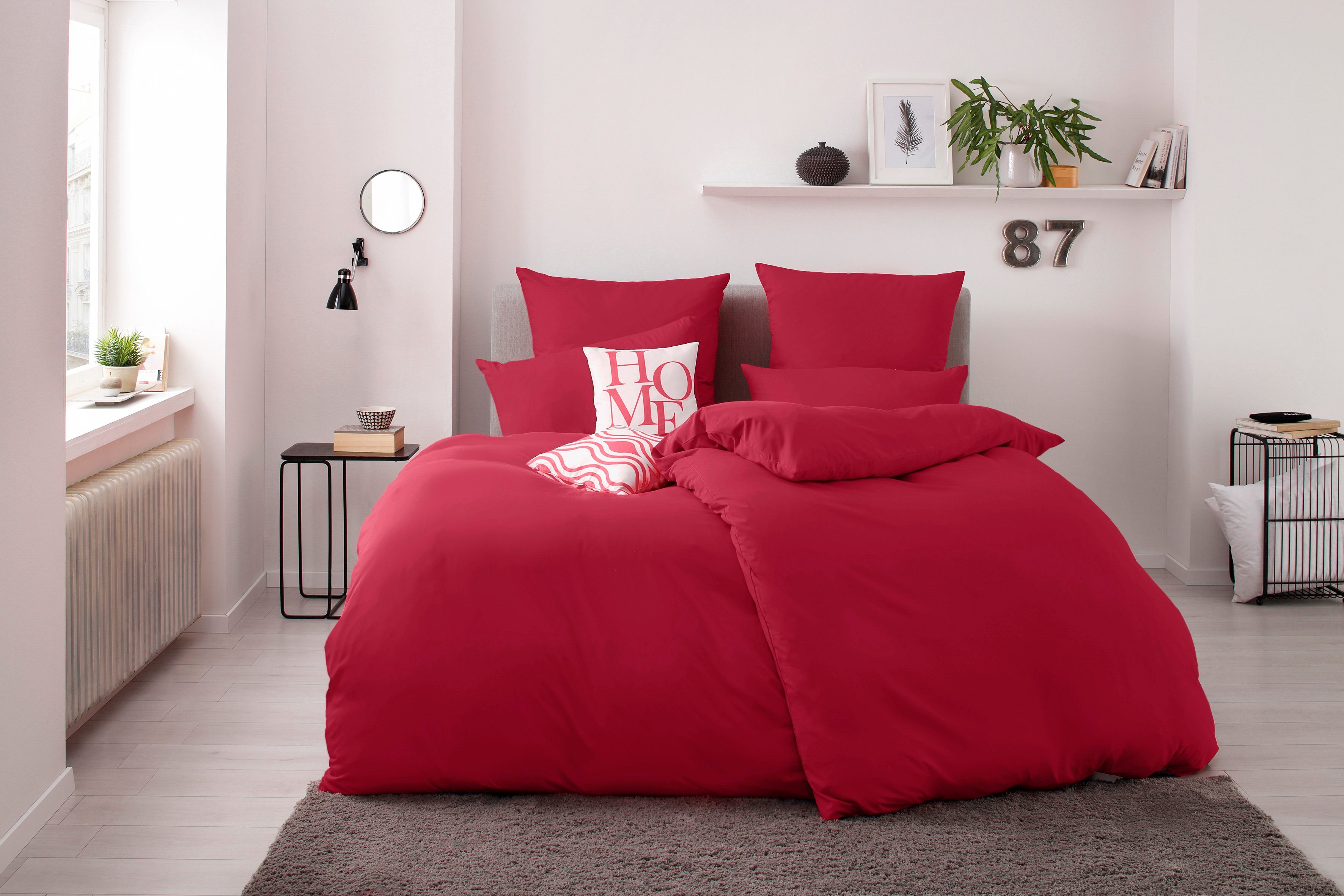 my home Overtrekset Desner Premium kwaliteit, 100 % polyester, zeer zacht, uni, vanaf 135x200 cm