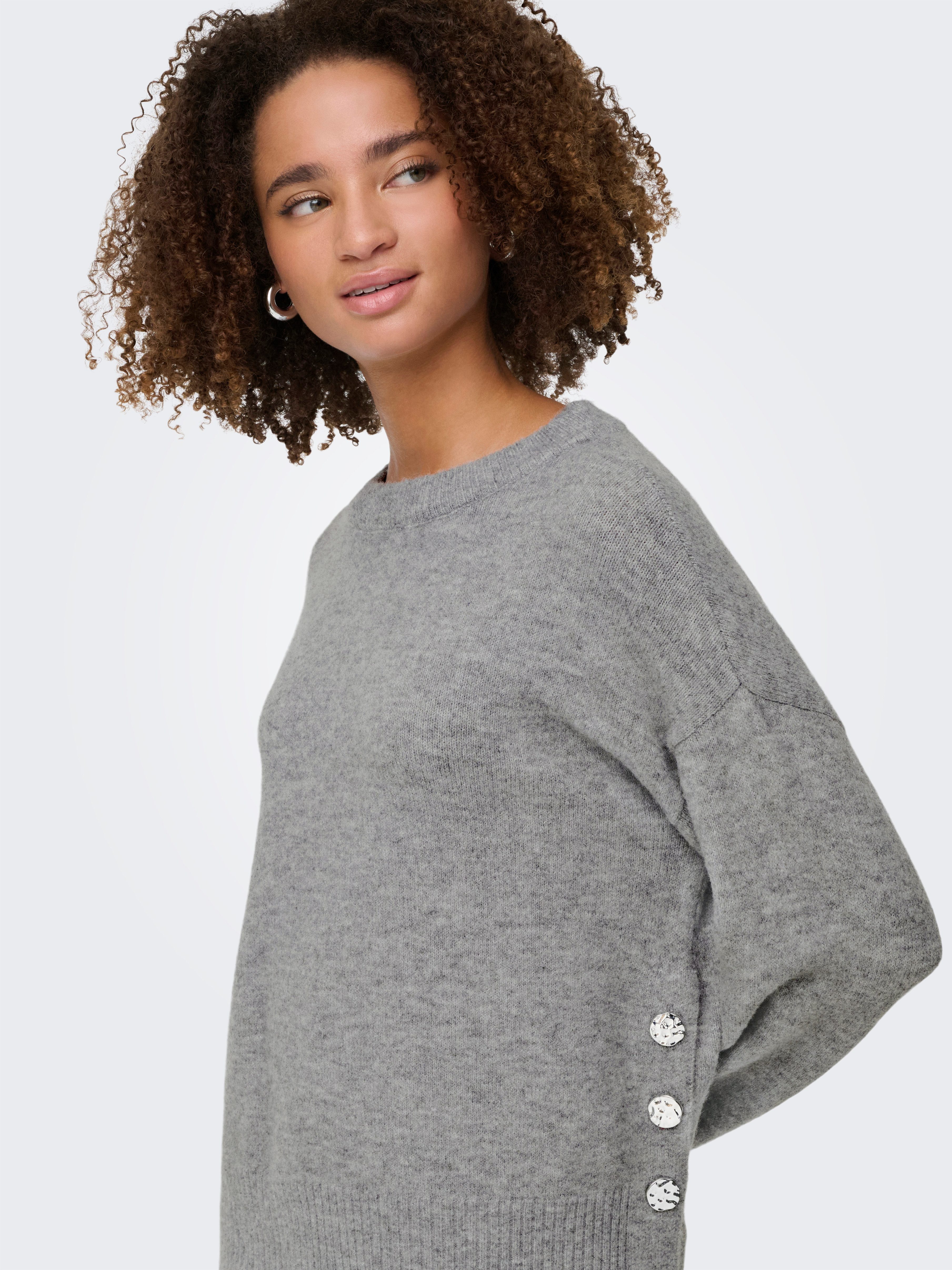 Only Gebreide trui ONLRENE LIFE LS BUTTON O-NECK CC KNT