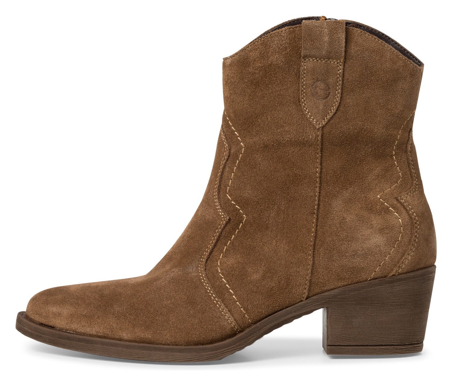 Tamaris Cowboy laars blokhak, festival, westernlaarzen met modieuze contraststiksels