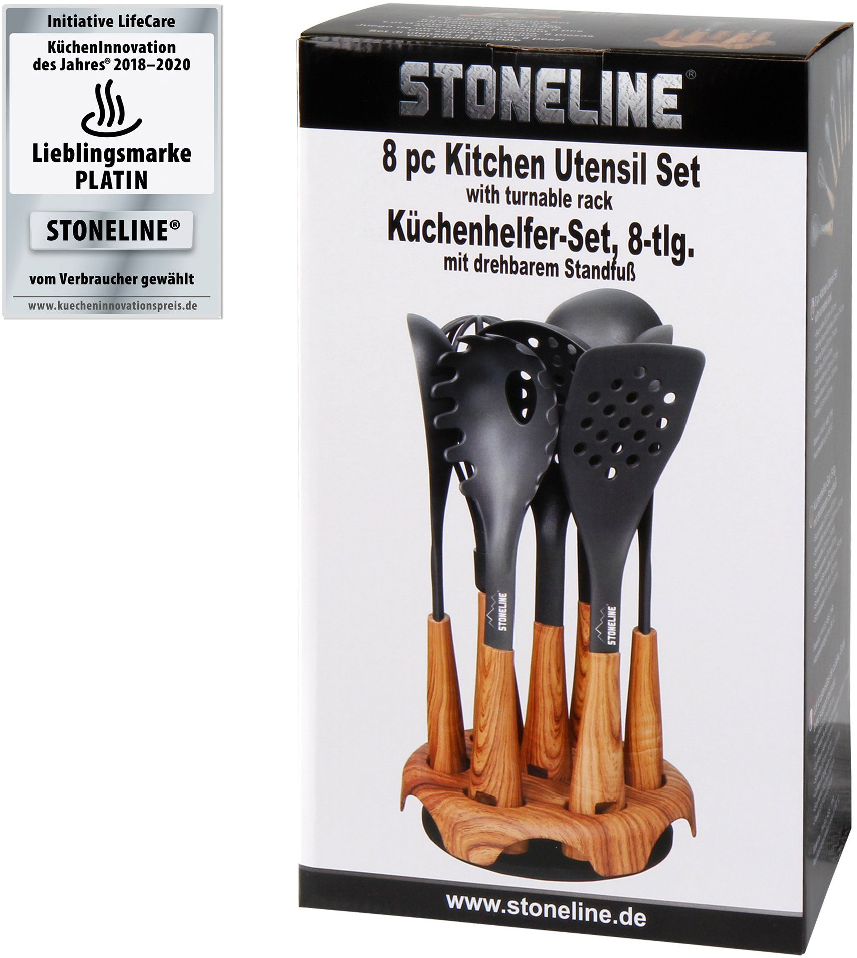 STONELINE Set keukengerei met draaibare standaard (set, 8-delig)