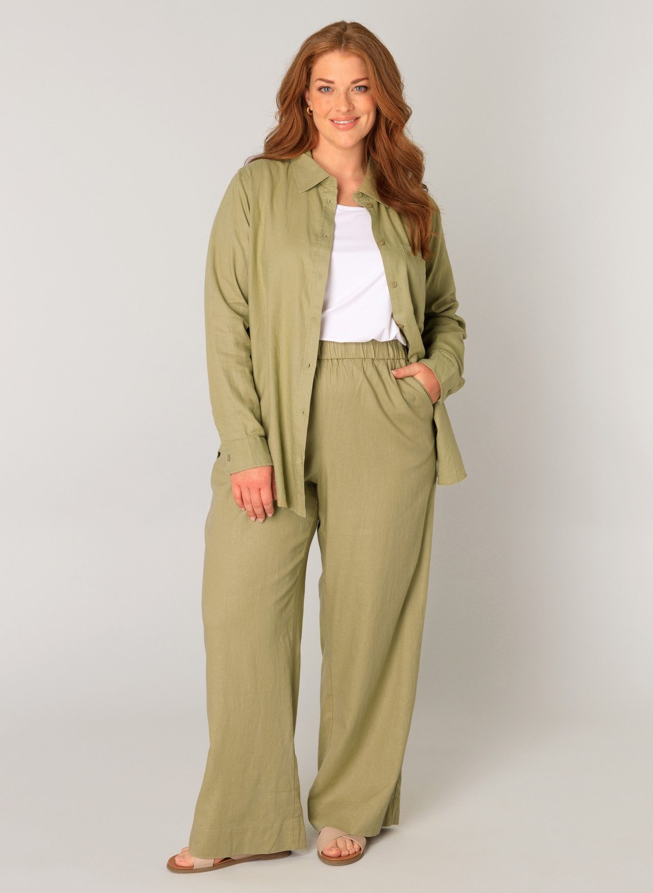 Base Level Curvy Linnen broek Yula
