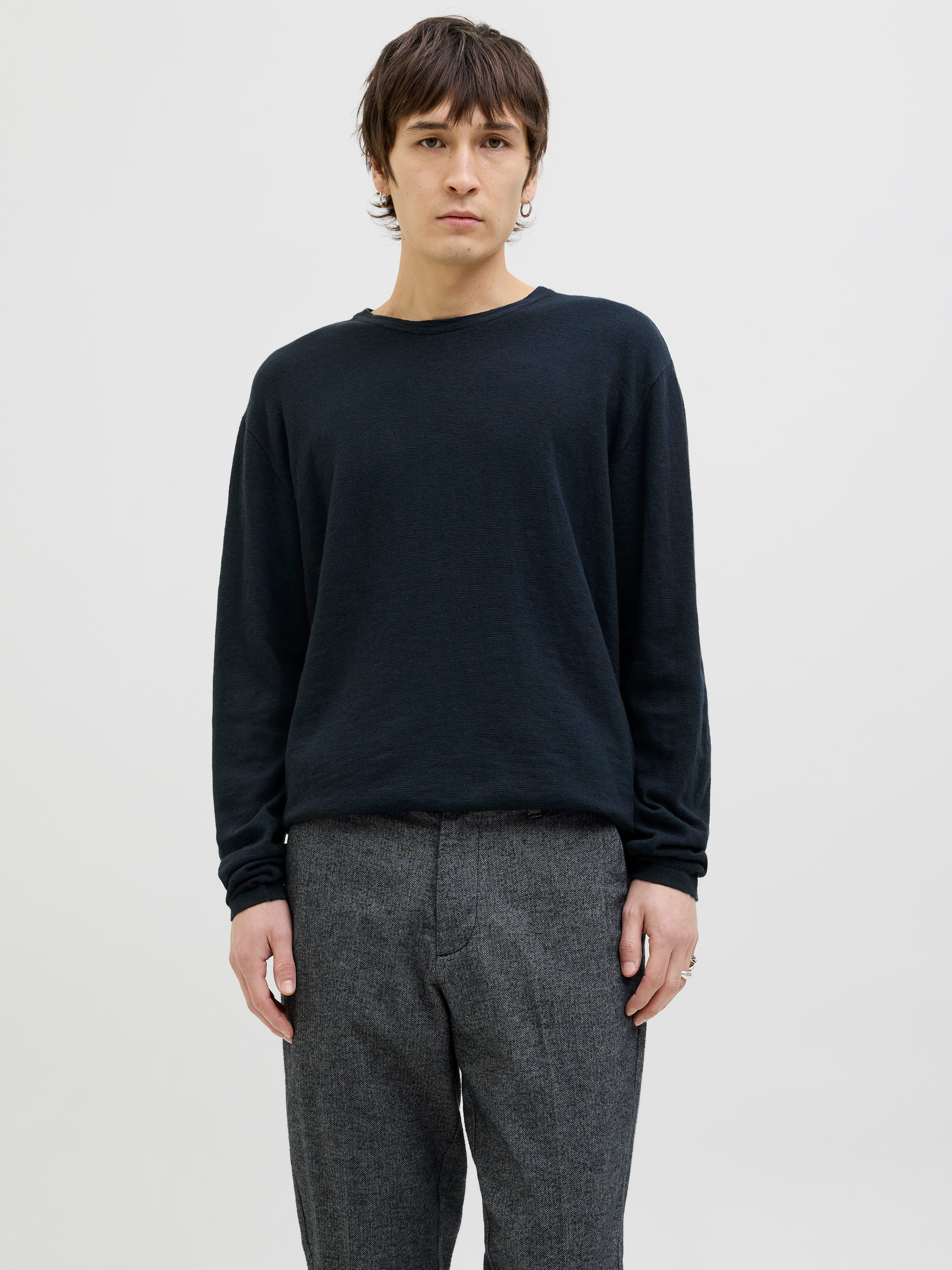 Jack & Jones Trui met ronde hals JJESUMMER KNIT CREW NECK SN heren pullovers maat XXL blauw
